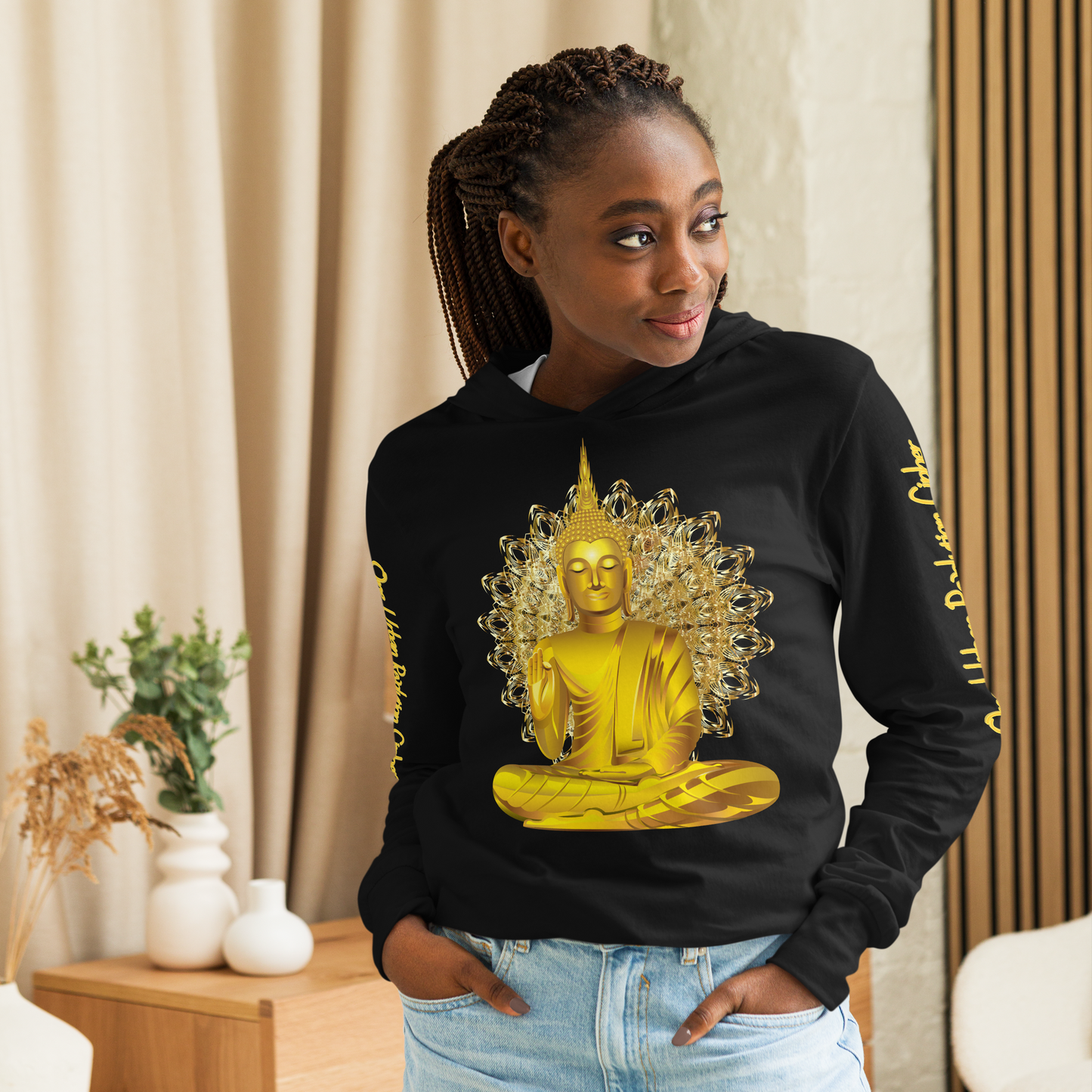 "GOLDEN MEDITATION" Unisex Hooded Long-sleeve Tee