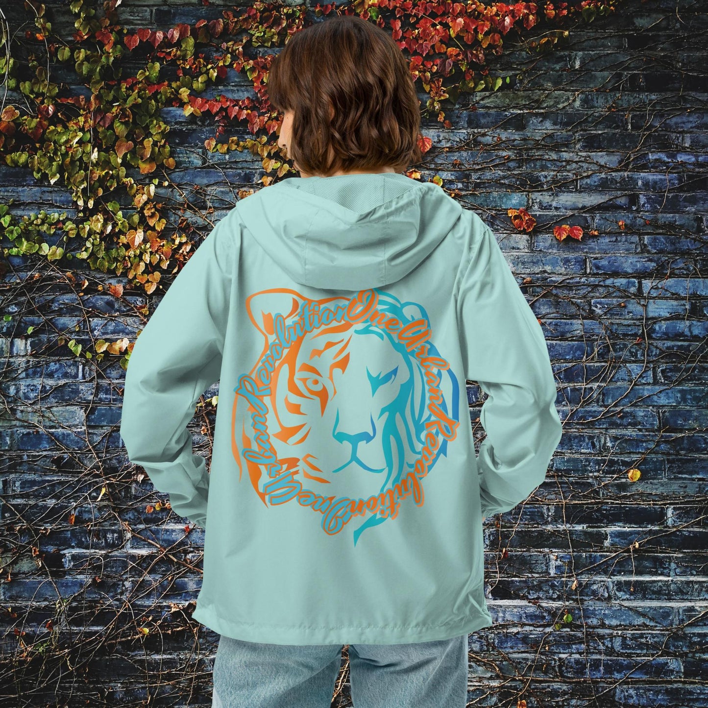 "LION AND TIGER" Unisex Lightweight Zip Up Windbreaker