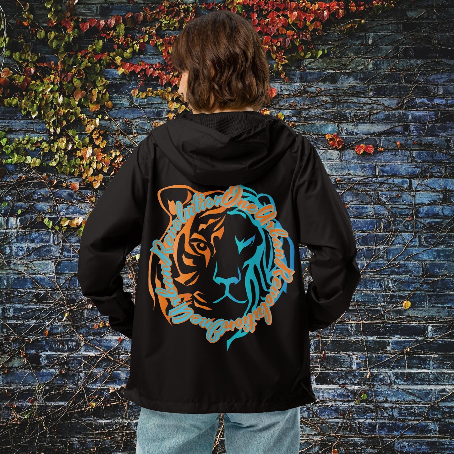 "LION AND TIGER" Unisex Lightweight Zip Up Windbreaker