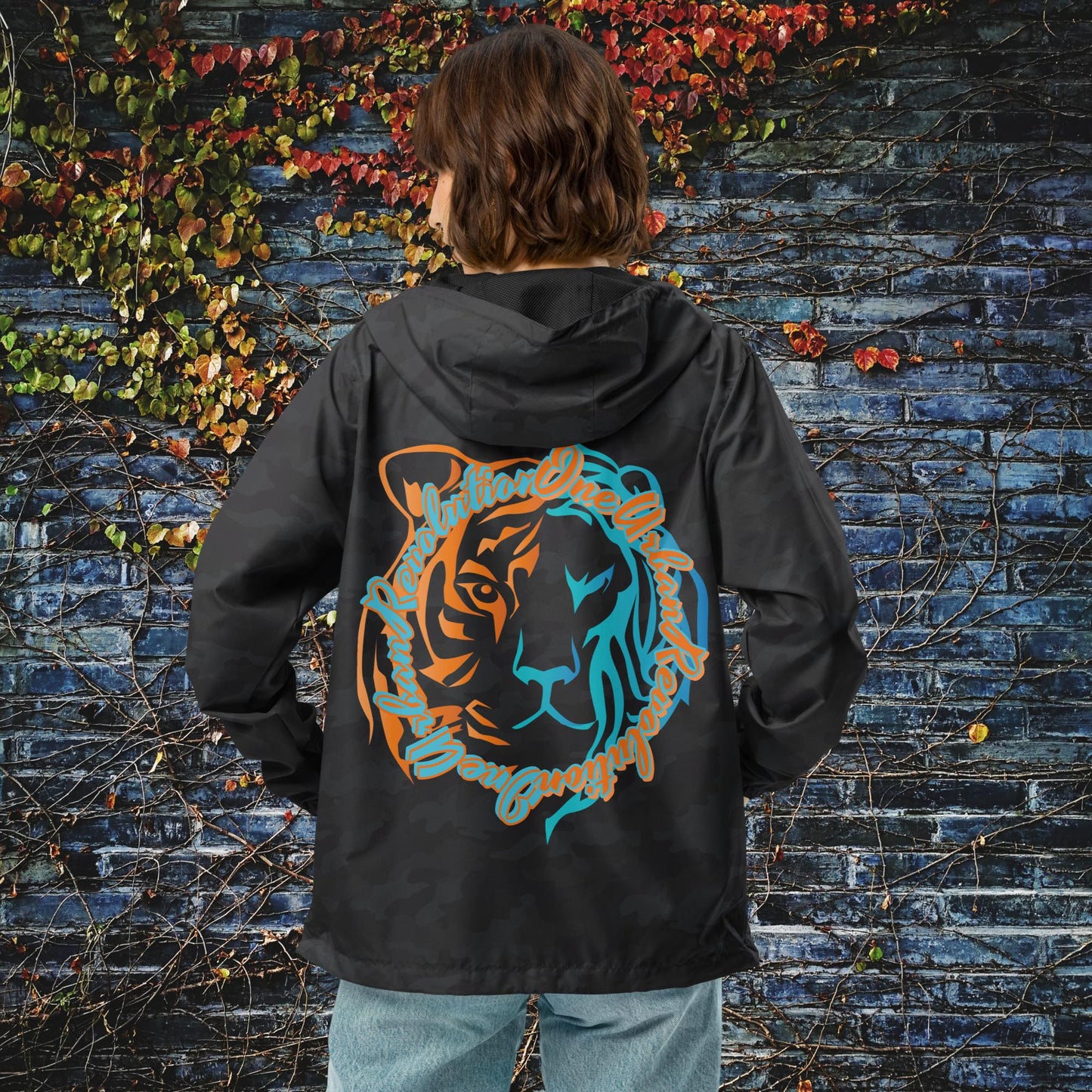 "LION AND TIGER" Unisex Lightweight Zip Up Windbreaker