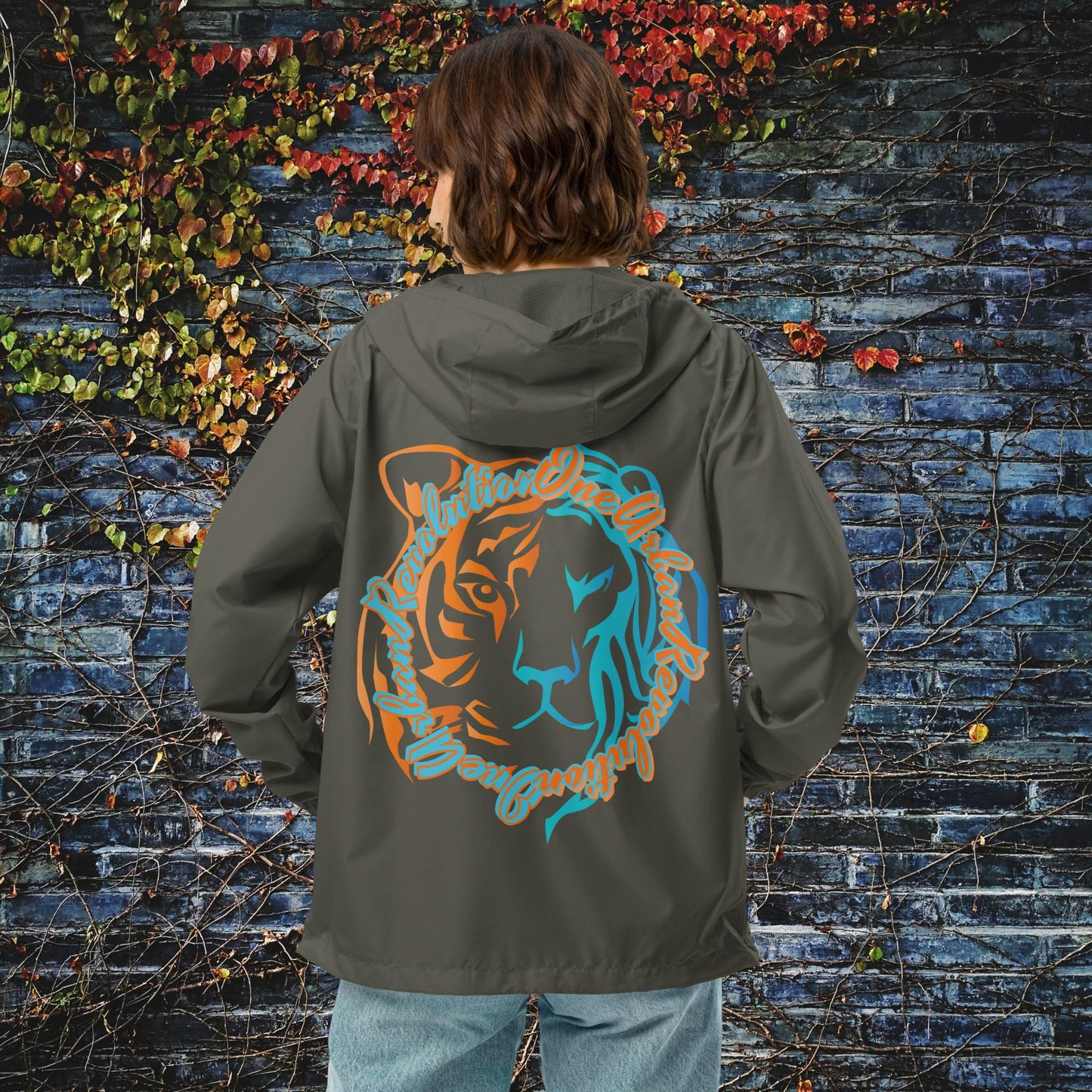 "LION AND TIGER" Unisex Lightweight Zip Up Windbreaker