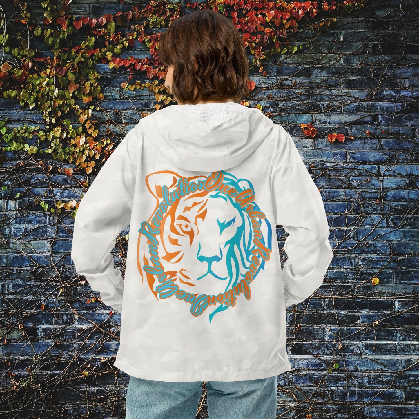 "LION AND TIGER" Unisex Lightweight Zip Up Windbreaker