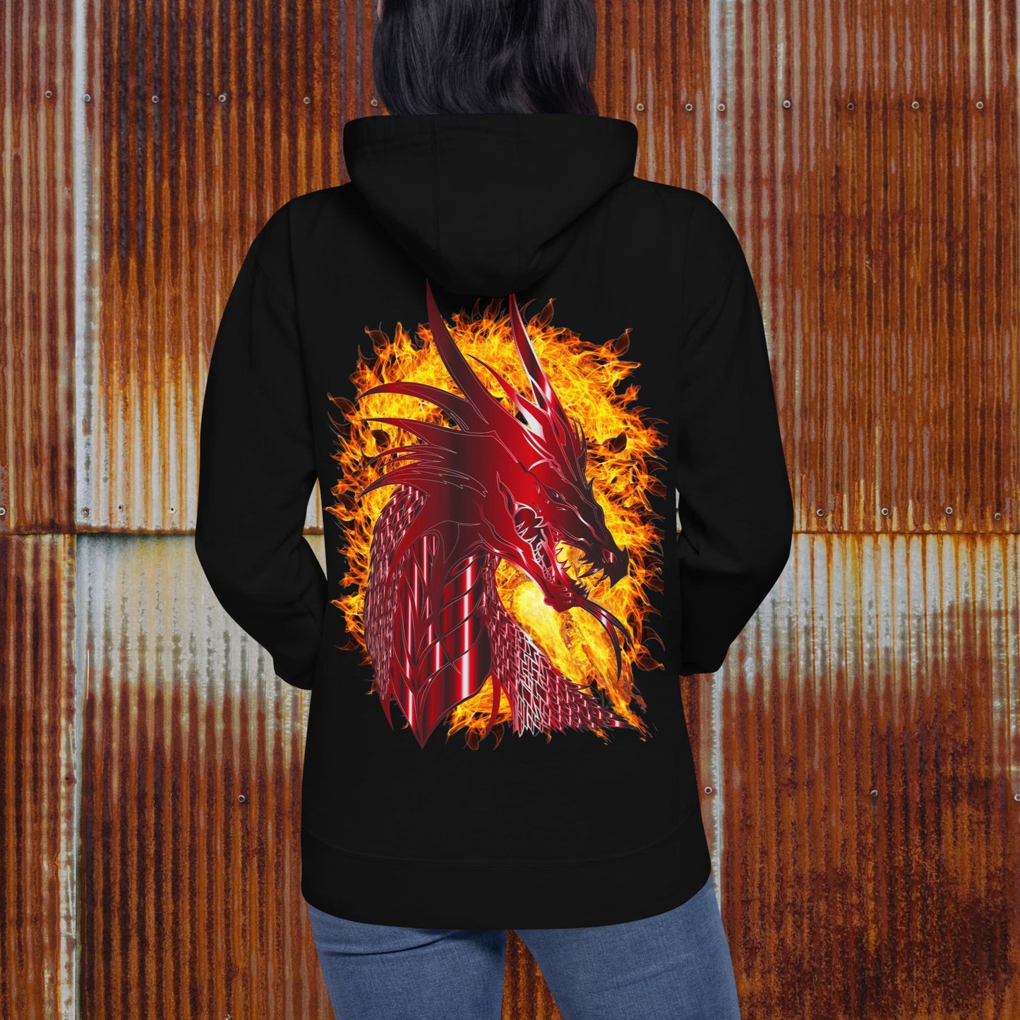 "RED DRAGON" Embroidered Unisex Hoodie