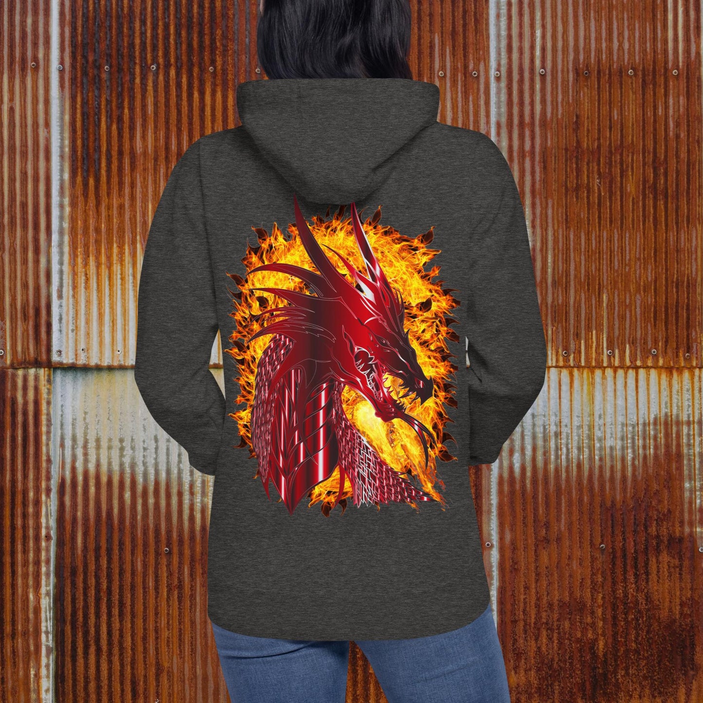 "RED DRAGON" Embroidered Unisex Hoodie