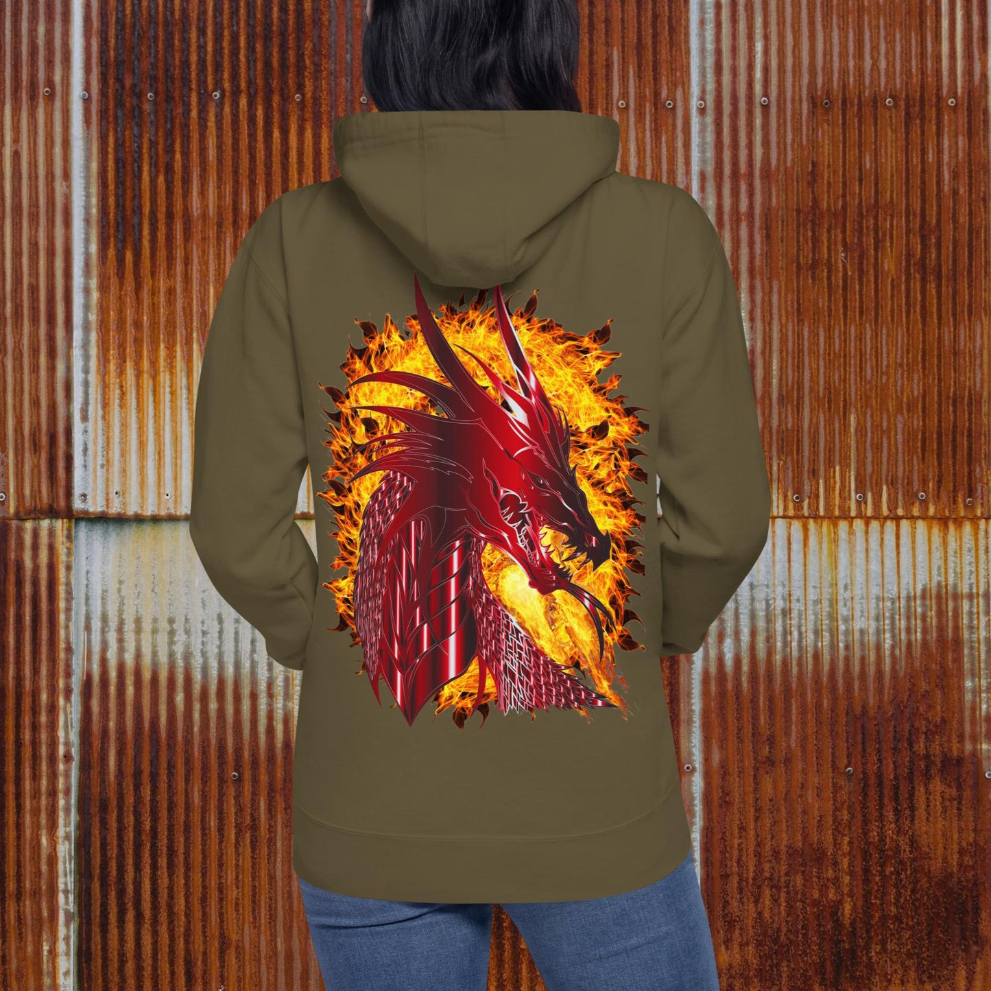 "RED DRAGON" Embroidered Unisex Hoodie