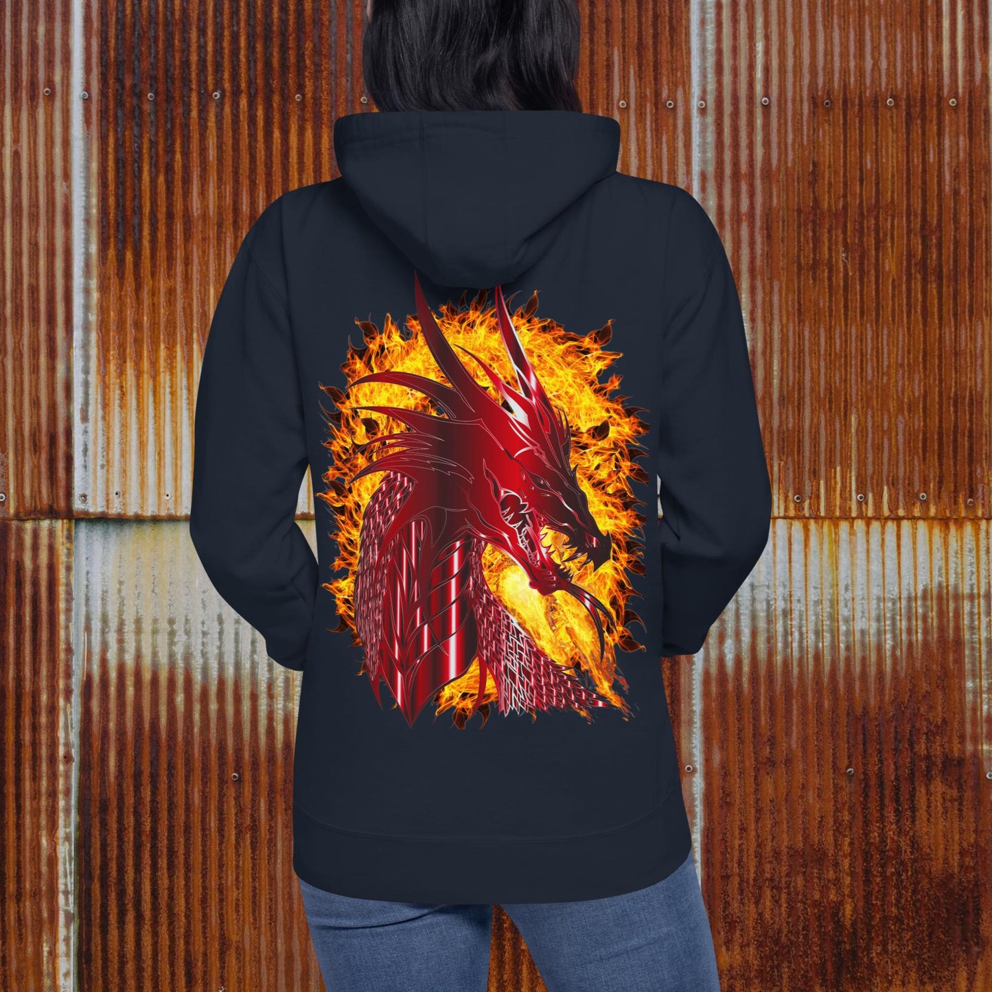 "RED DRAGON" Embroidered Unisex Hoodie