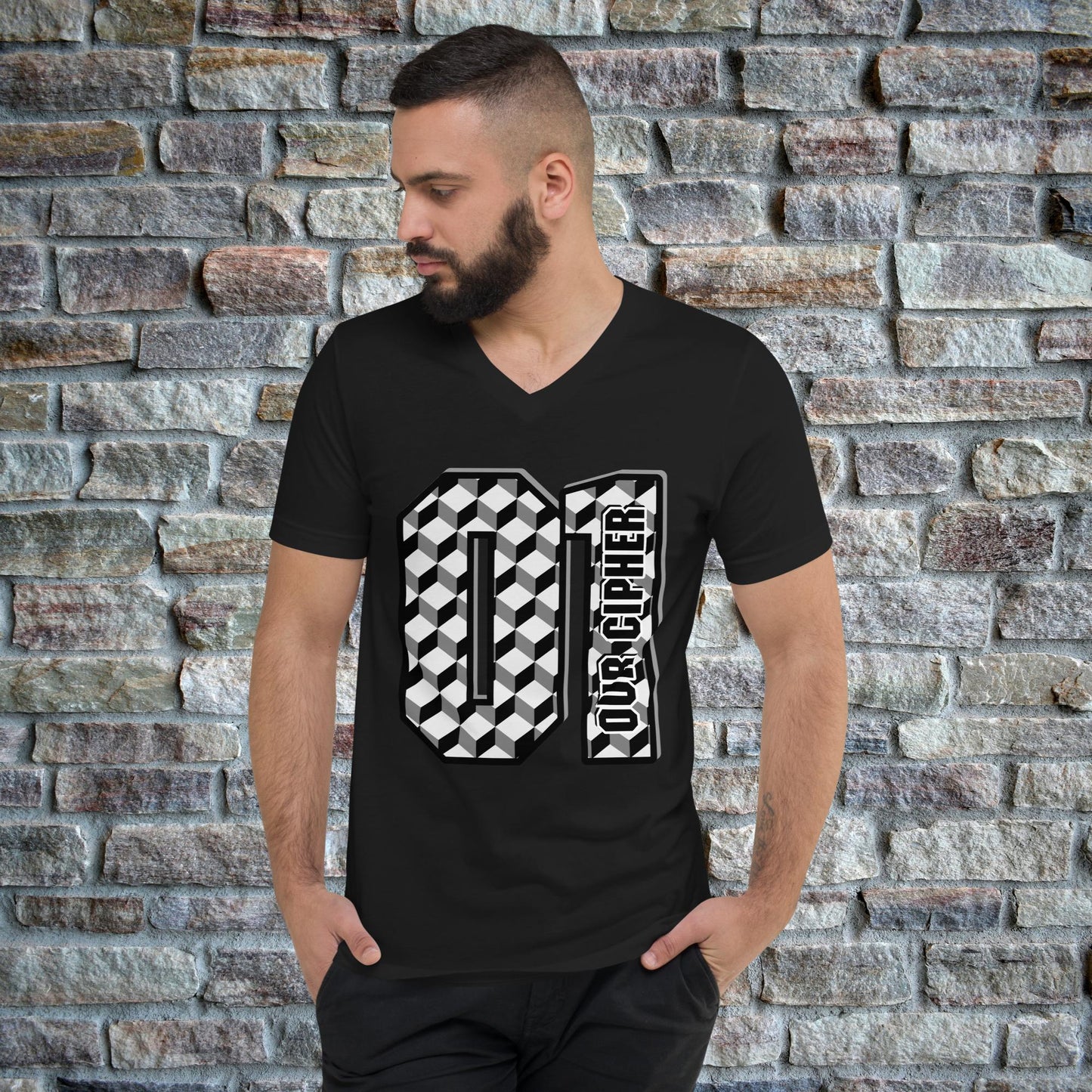 "01" Unisex Short Sleeve V-Neck T-Shirt