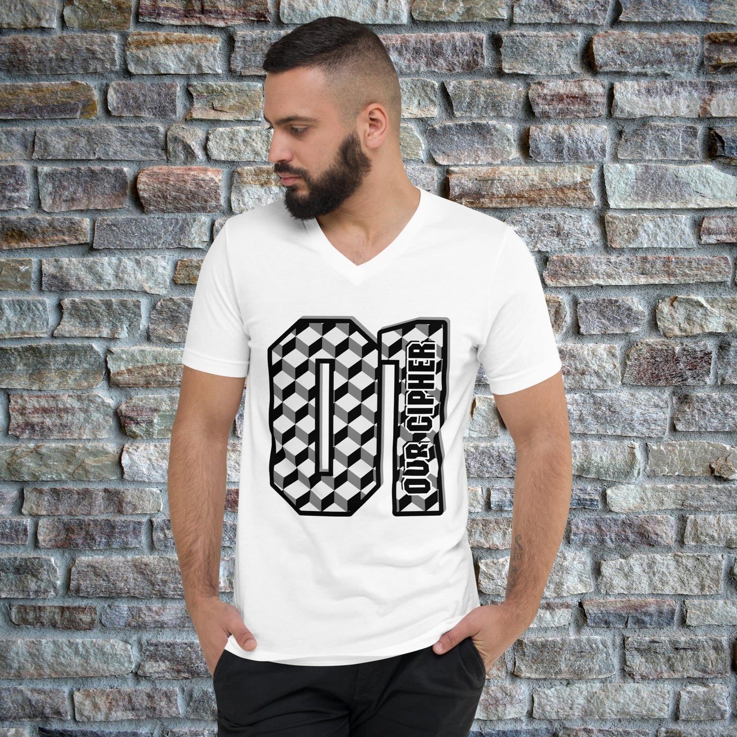 "01" Unisex Short Sleeve V-Neck T-Shirt