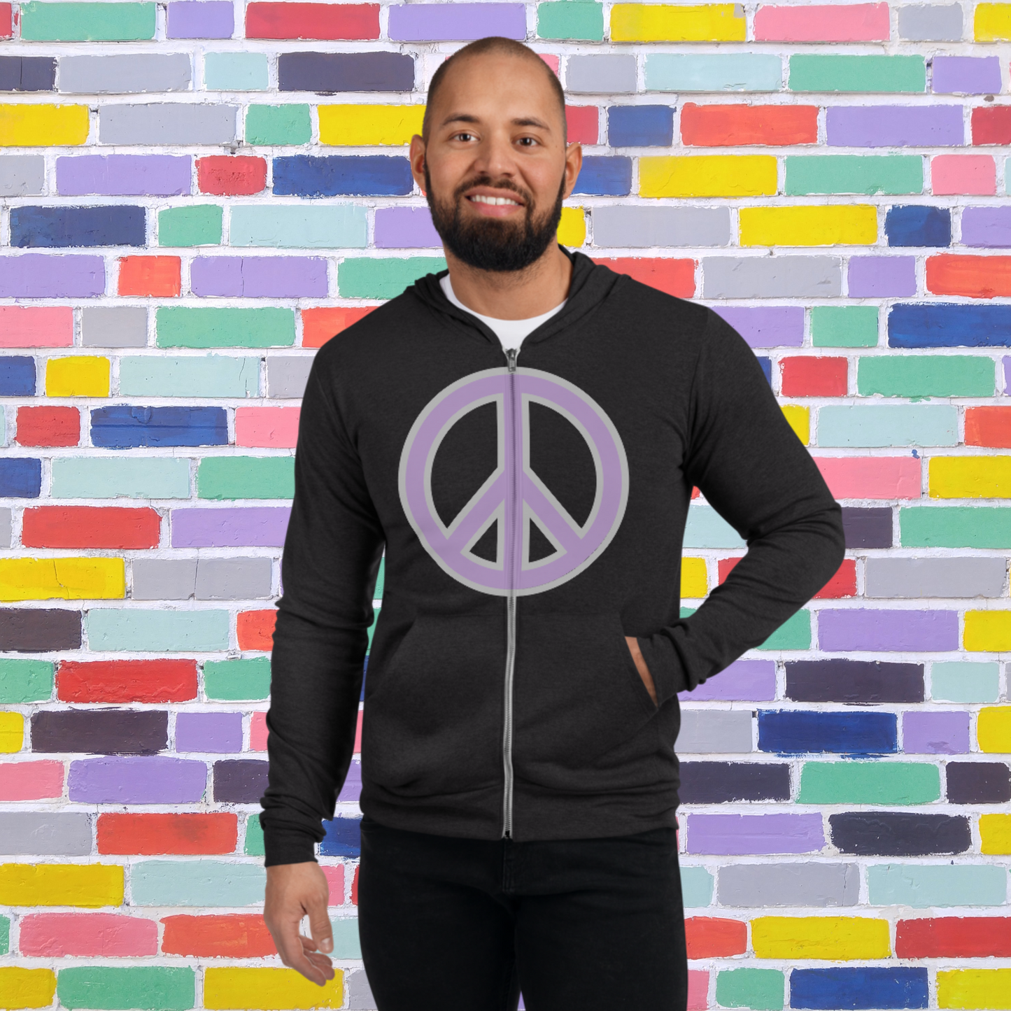 "PEACE" Unisex Lightweight Zip Hoodie (Lavender Theme)