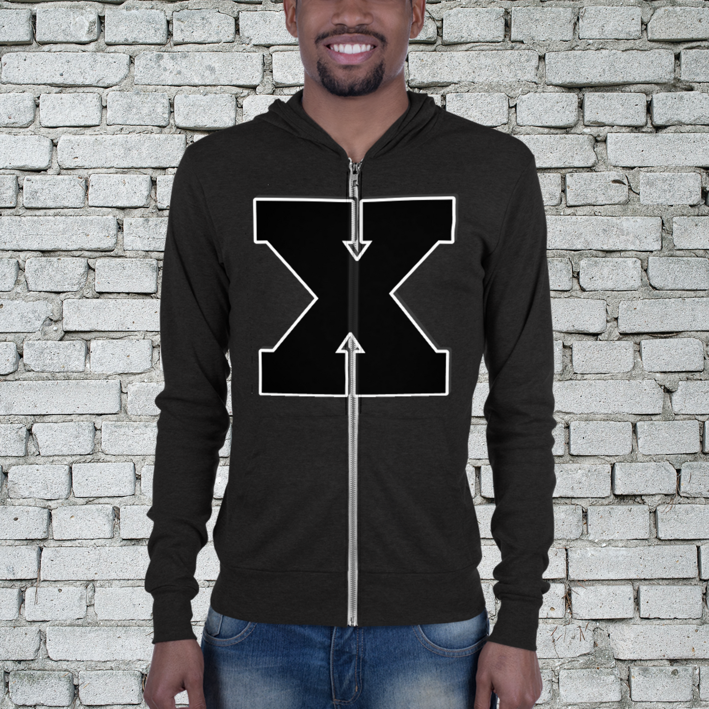 "X" Unisex Lightweight Zip Hoodie (Tranquil Rose Theme)