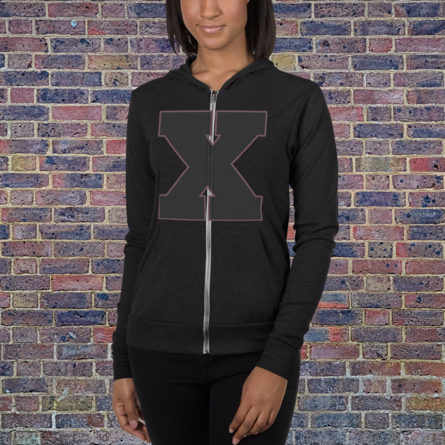 "X" Unisex Lightweight Zip Hoodie (Regal Rose Theme)