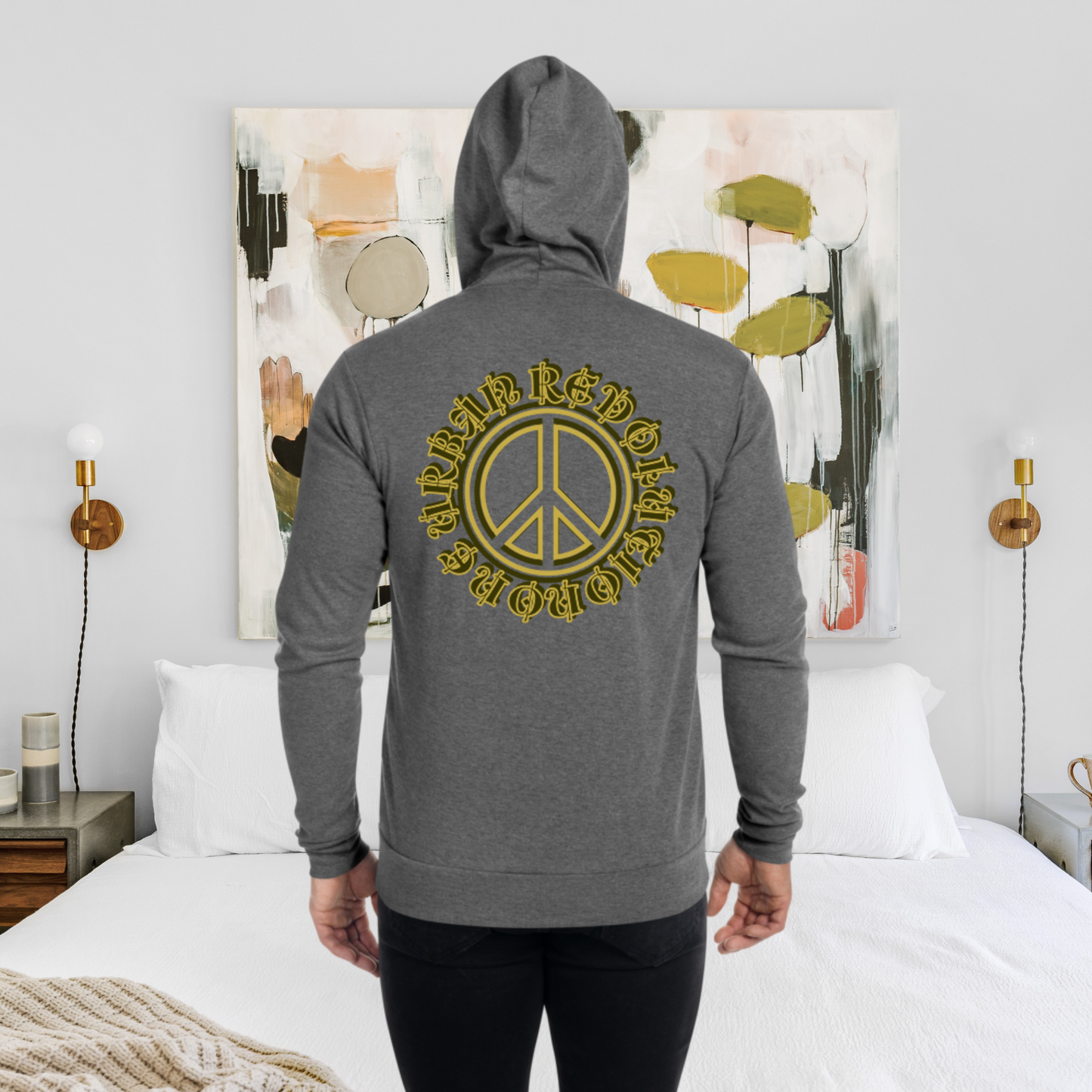 "PEACE" Unisex Lightweight Zip Hoodie (Yellow Theme)