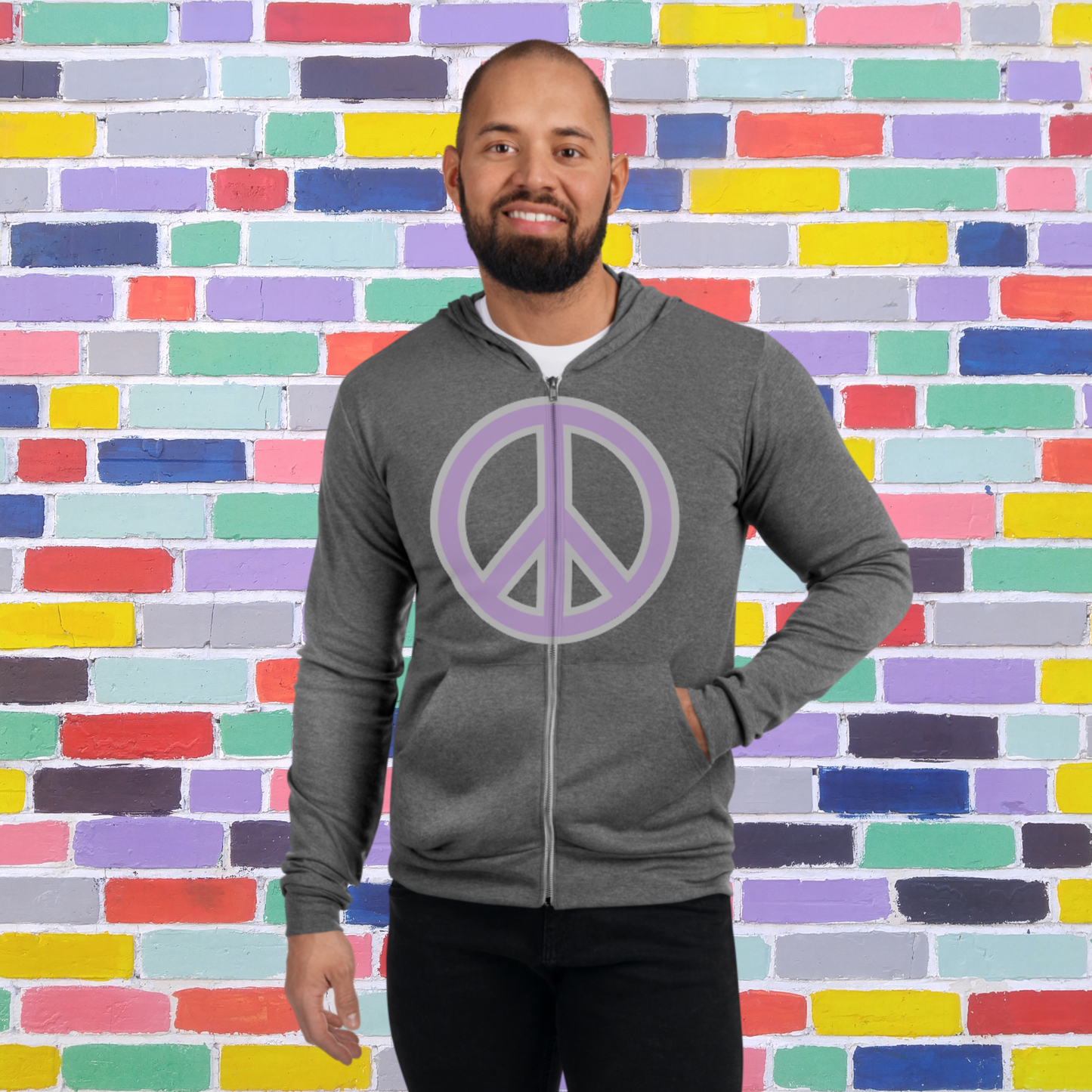 "PEACE" Unisex Lightweight Zip Hoodie (Lavender Theme)