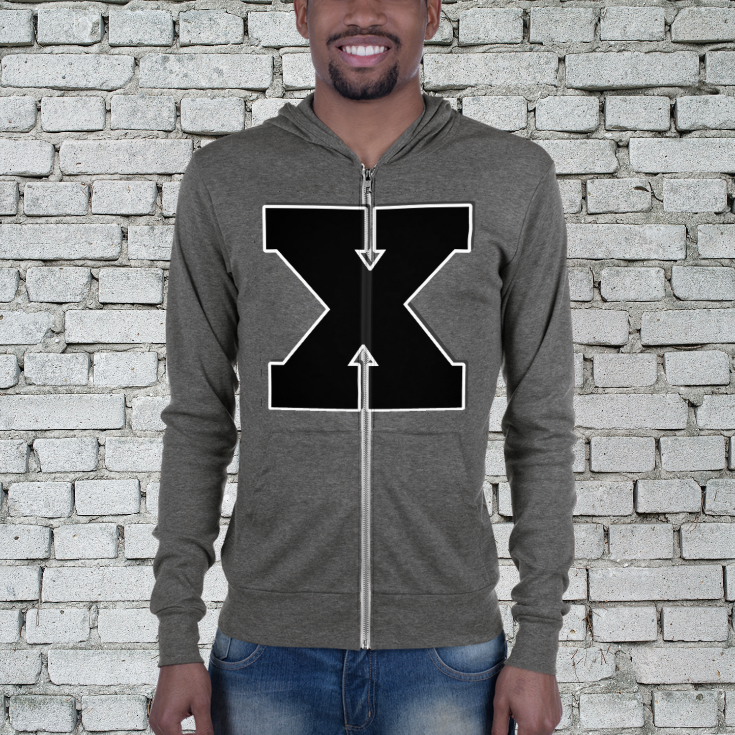 "X" Unisex Lightweight Zip Hoodie (Tranquil Rose Theme)