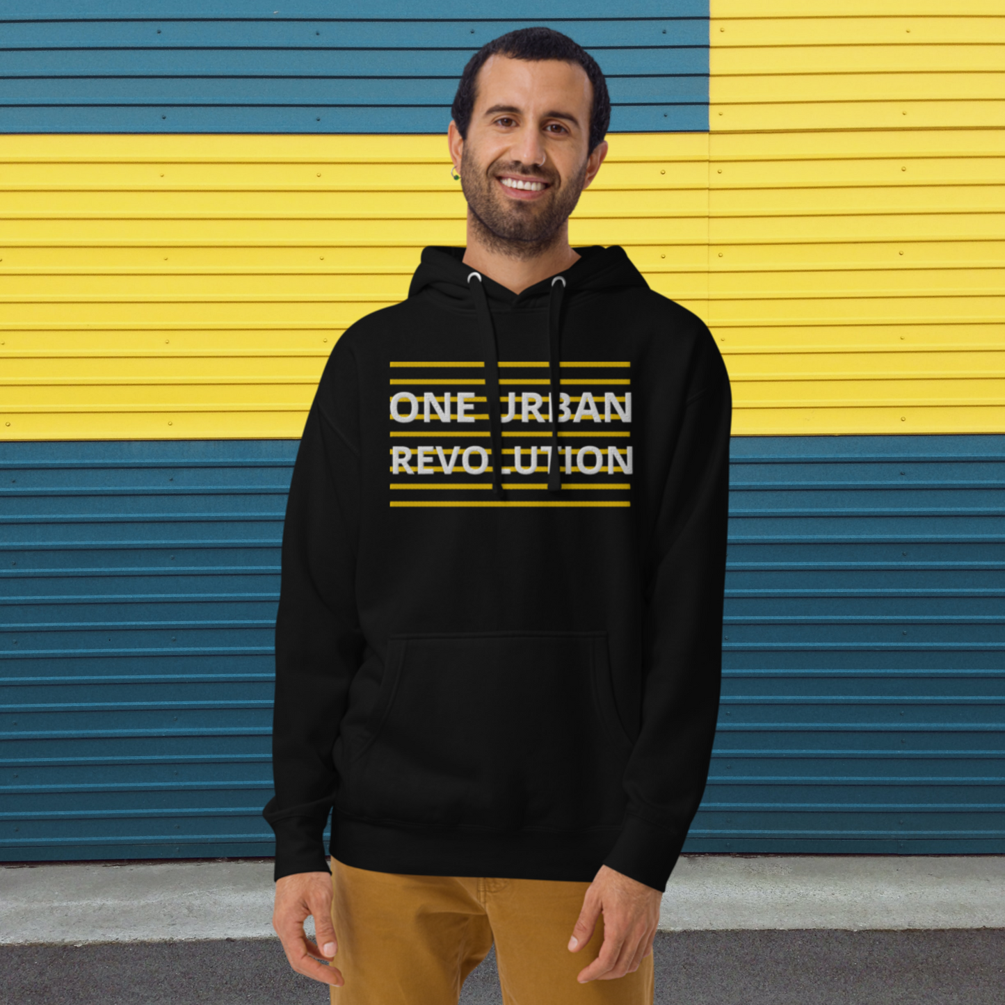 "ONE URBAN REVOLUTION" Unisex Embroidered Hoodie (Yellow Theme)