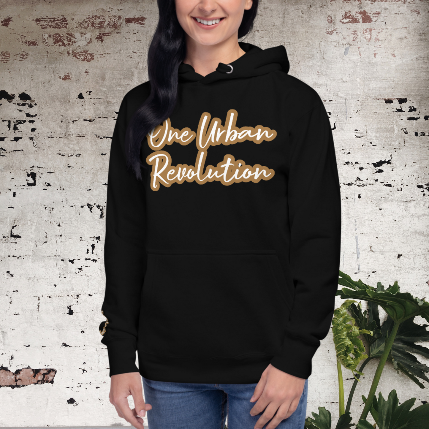 "OUR" Unisex Embroidered Hoodie (Brown Theme)