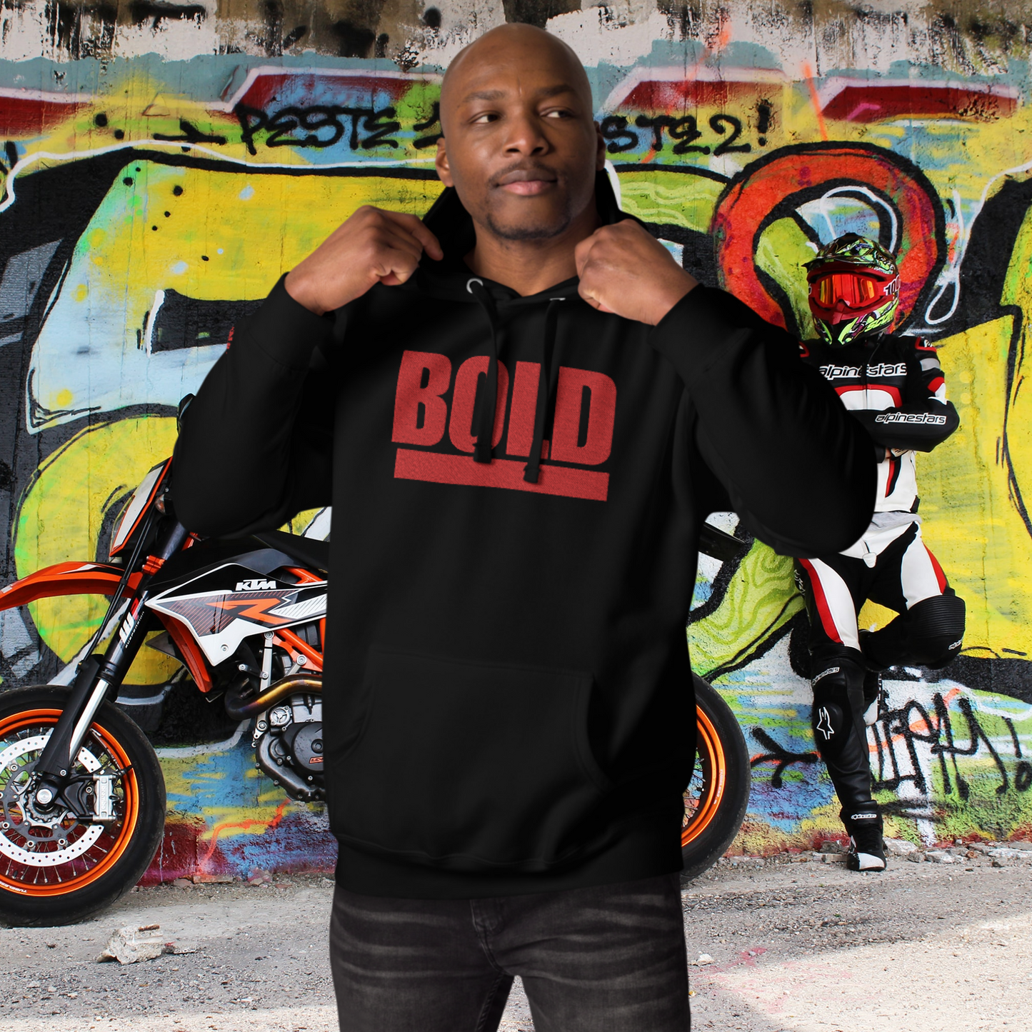 "BOLD" Unisex Embroidered Hoodie (Red Theme)