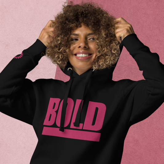 "BOLD" Unisex Embroidered Hoodie (Pink Theme)