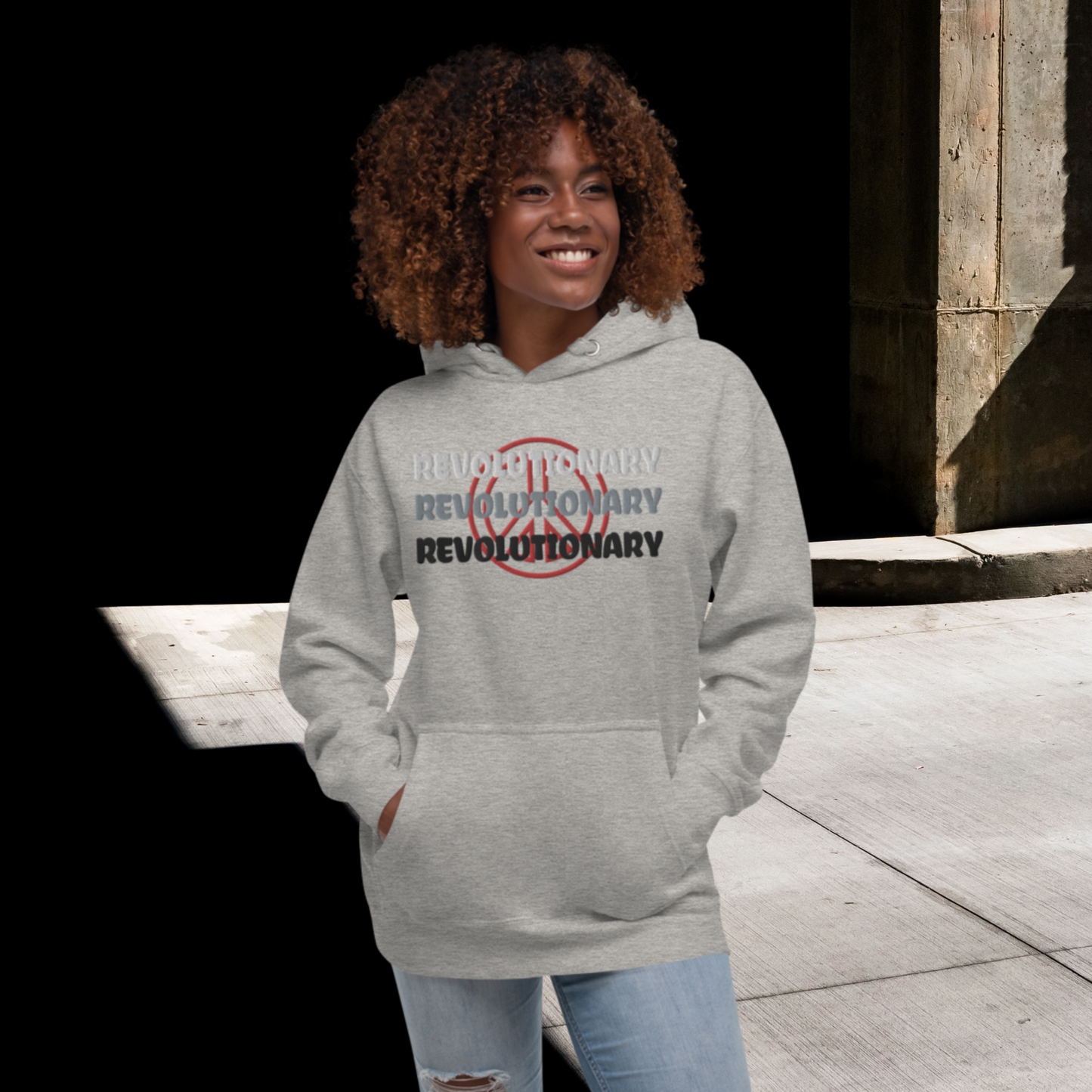 "REVOLUTIONARY" Unisex Embroidered Hoodie (Concrete Theme)