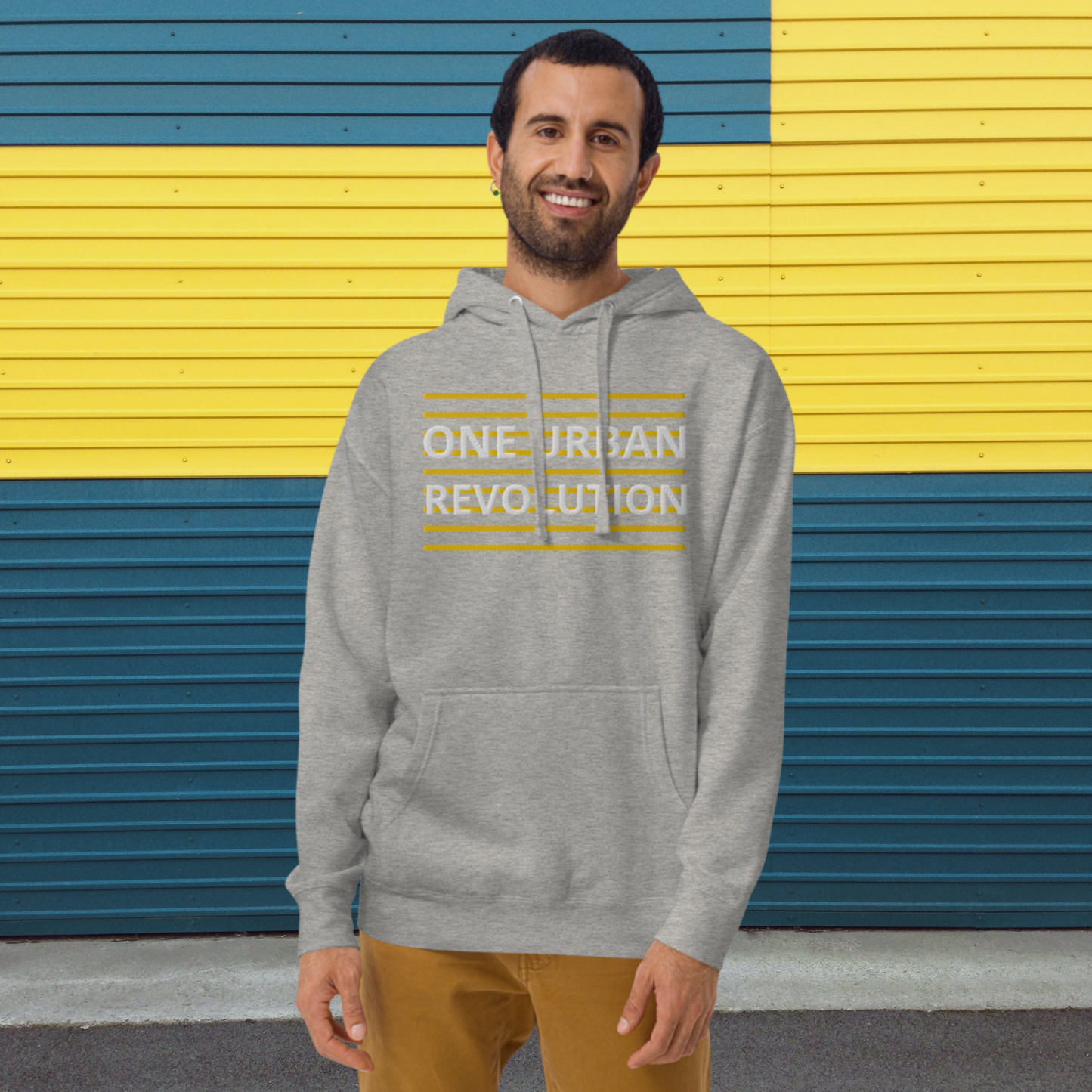 "ONE URBAN REVOLUTION" Unisex Embroidered Hoodie (Yellow Theme)