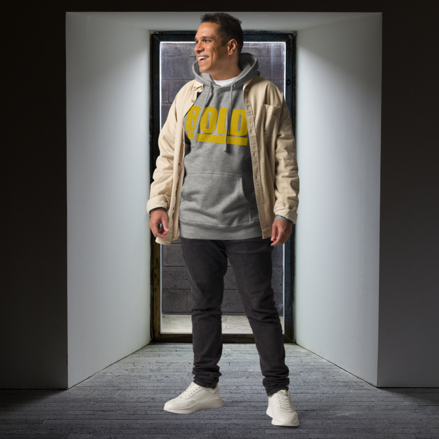 "BOLD" Unisex Embroidered Hoodie (Yellow Theme)