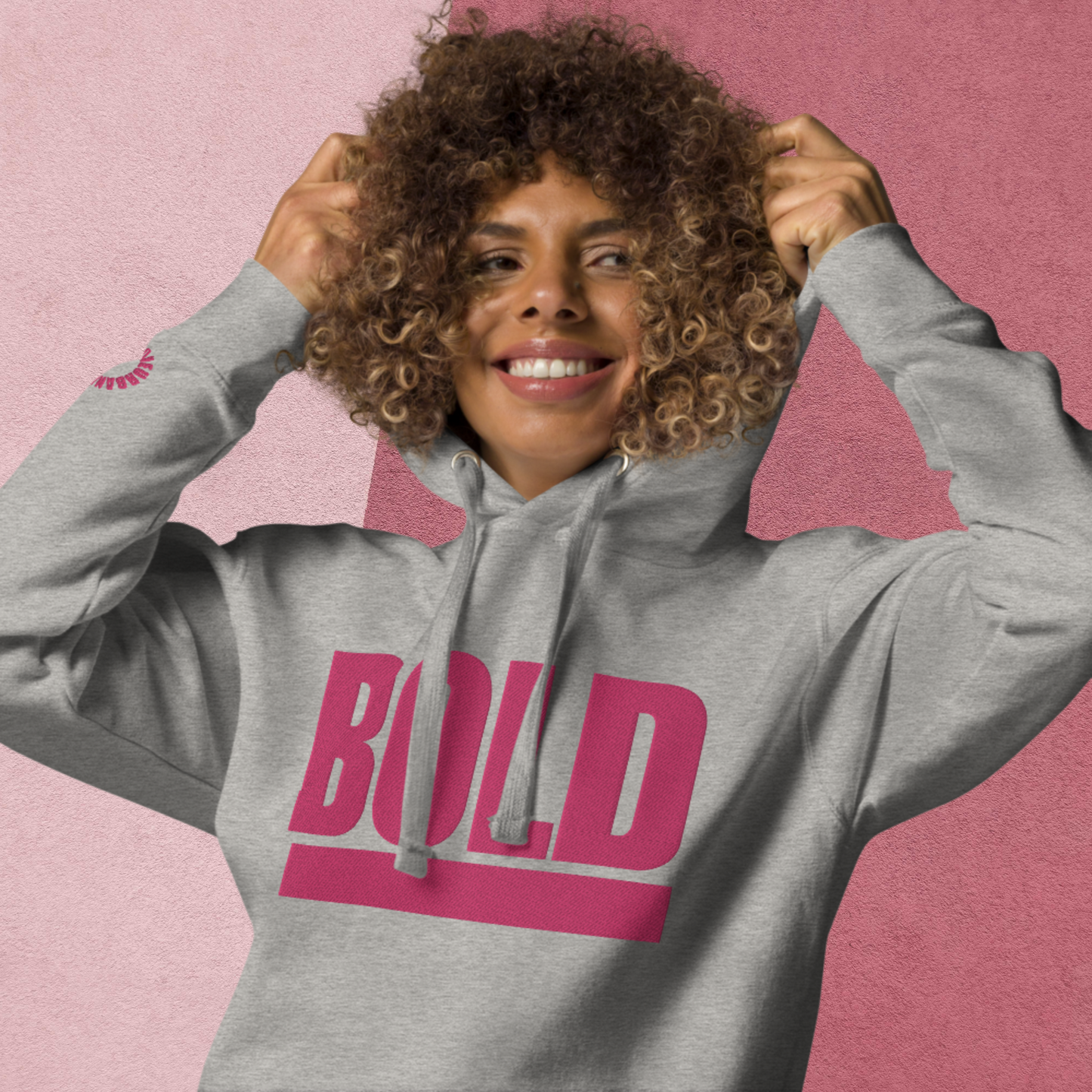 "BOLD" Unisex Embroidered Hoodie (Pink Theme)