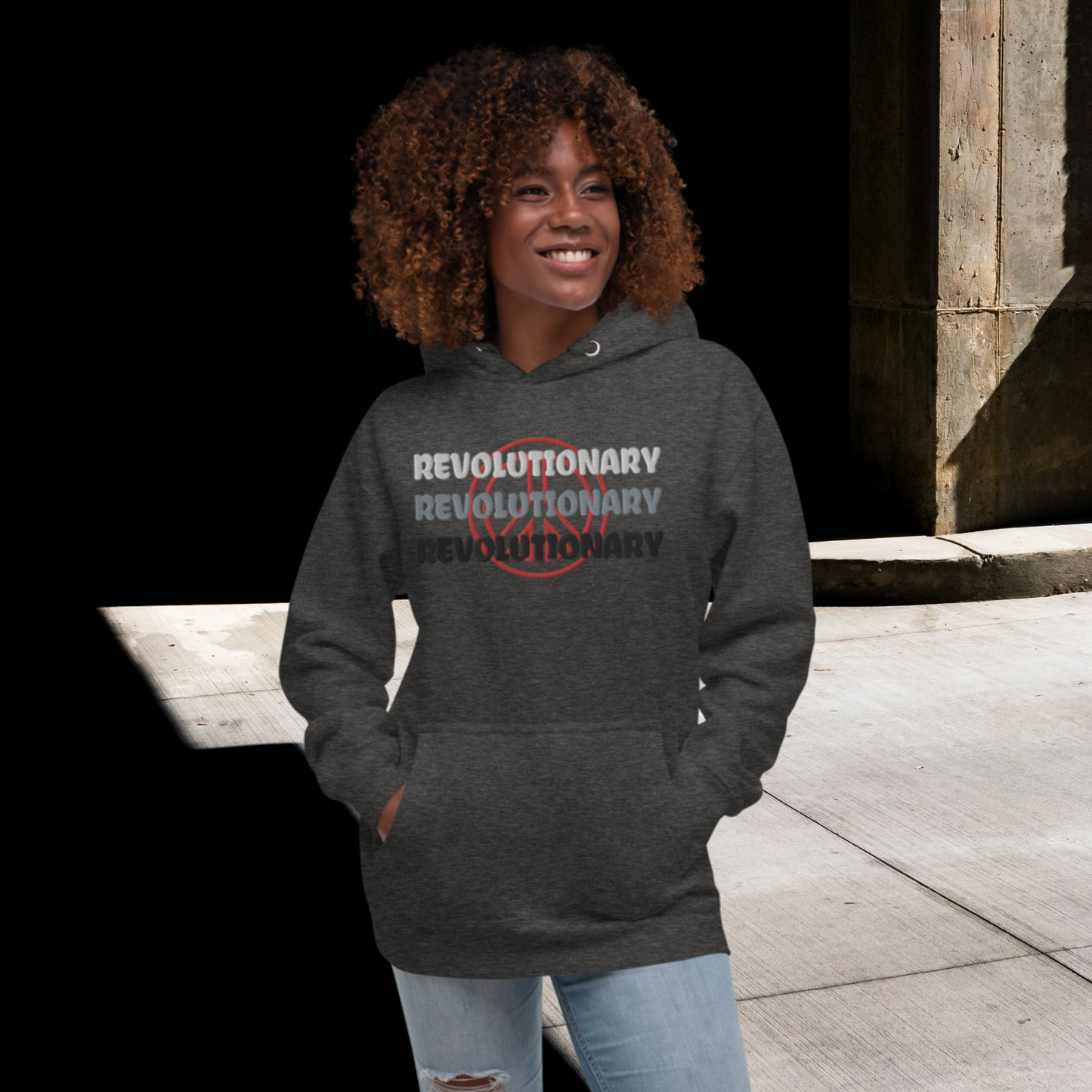 "REVOLUTIONARY" Unisex Embroidered Hoodie (Concrete Theme)