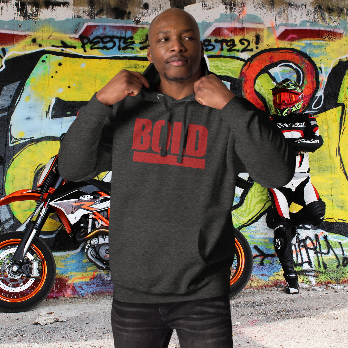 "BOLD" Unisex Embroidered Hoodie (Red Theme)