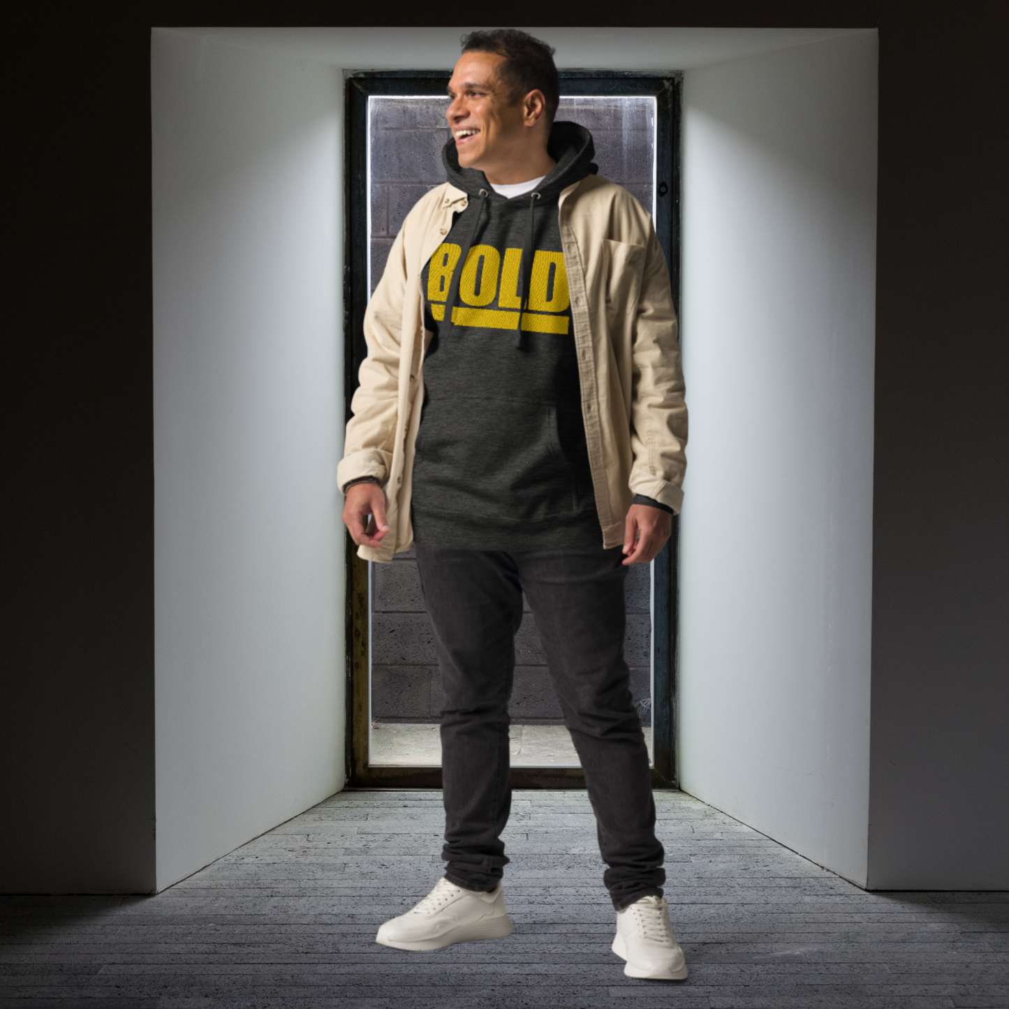 "BOLD" Unisex Embroidered Hoodie (Yellow Theme)