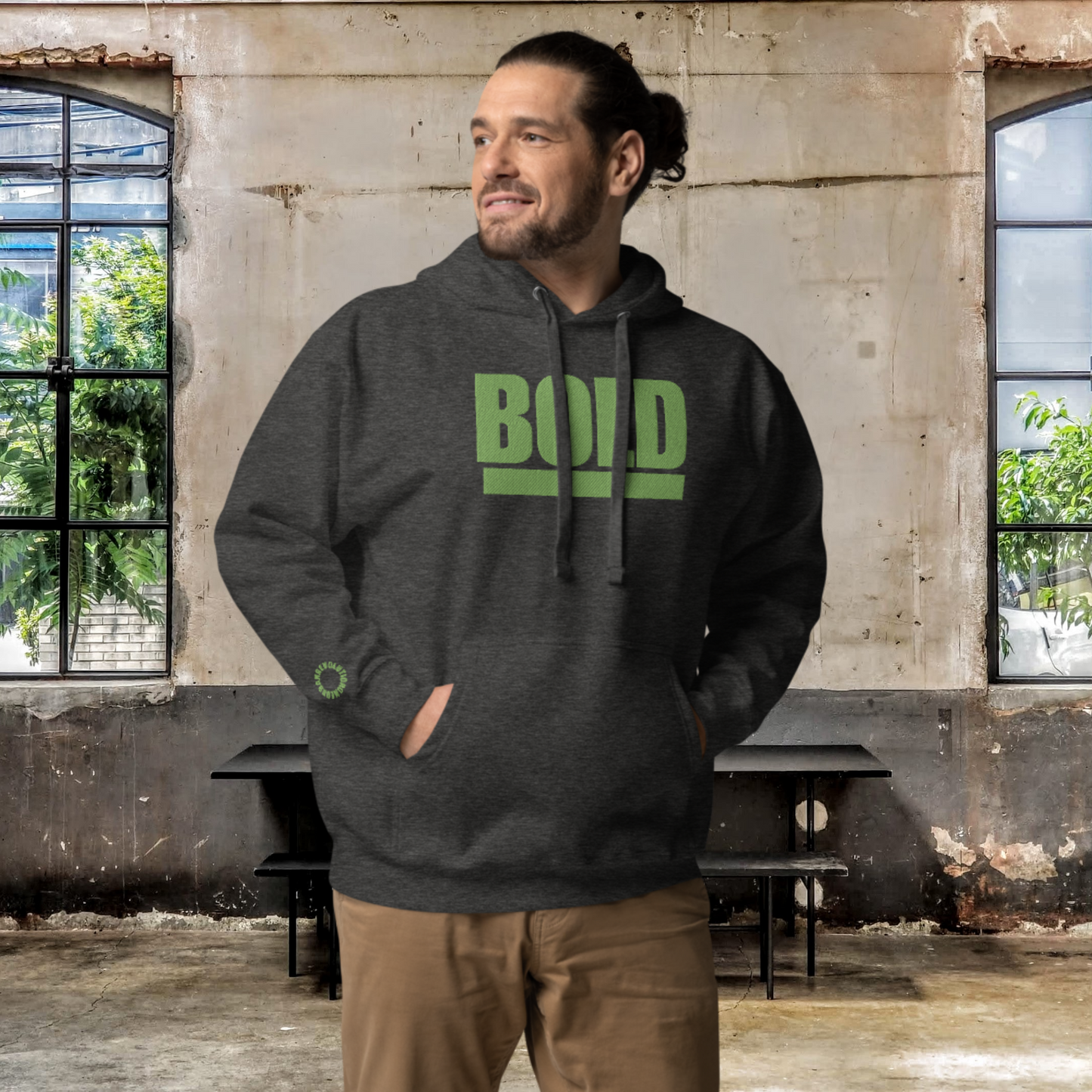 "BOLD" Unisex Embroidered Hoodie (Green Theme)