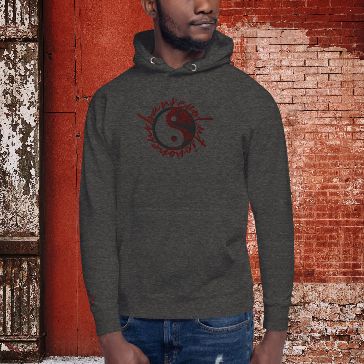 "RED DRAGON YIN AND YANG" Unisex Embroidered Hoodie