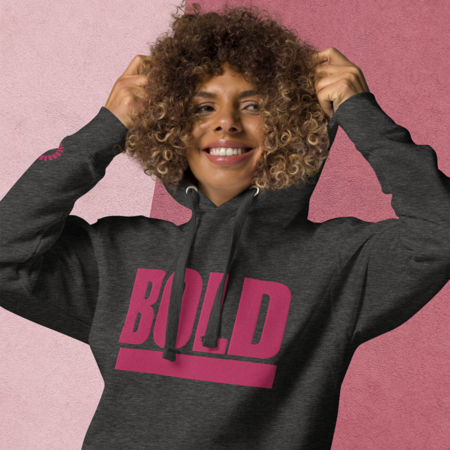 "BOLD" Unisex Embroidered Hoodie (Pink Theme)