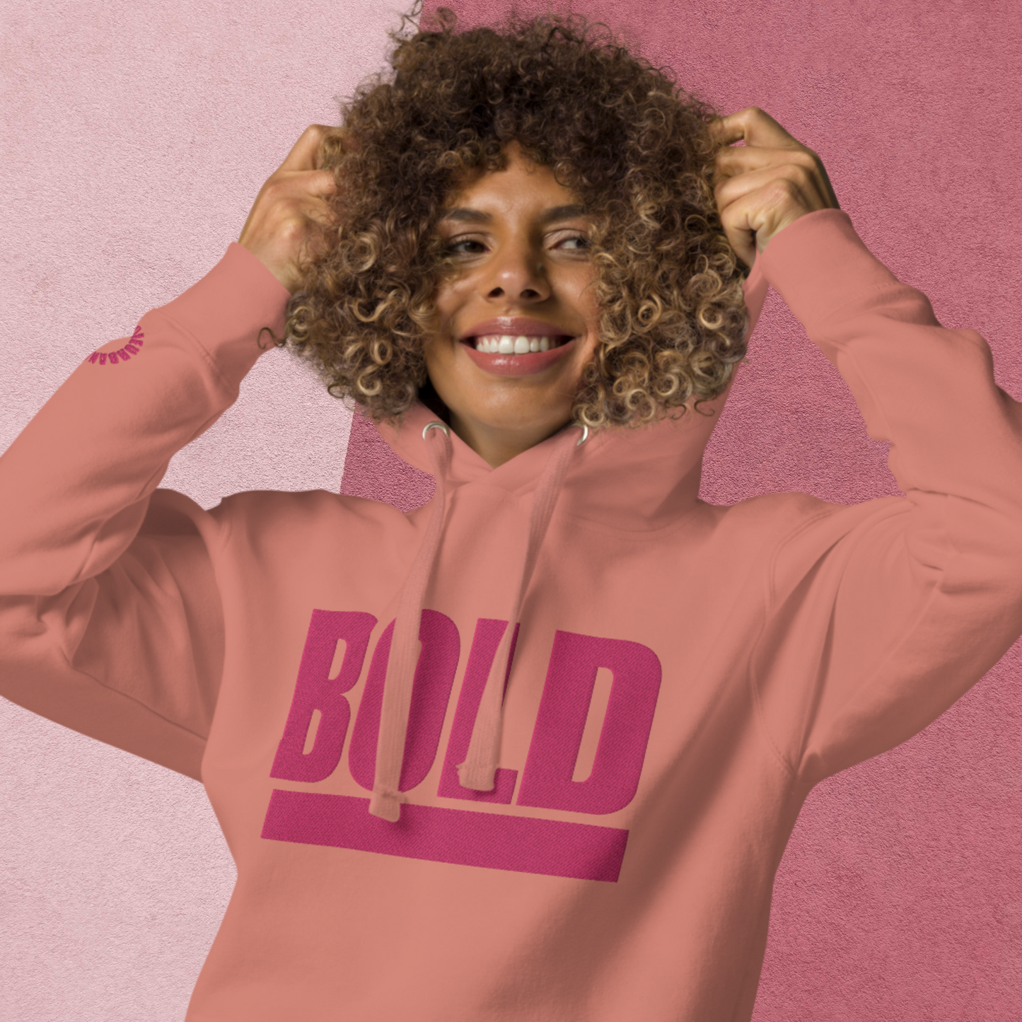 "BOLD" Unisex Embroidered Hoodie (Pink Theme)