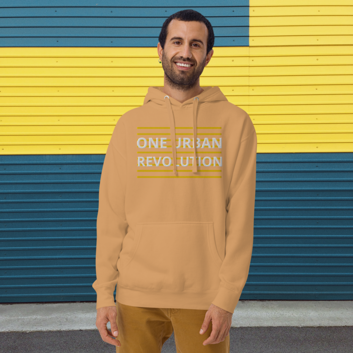 "ONE URBAN REVOLUTION" Unisex Embroidered Hoodie (Yellow Theme)