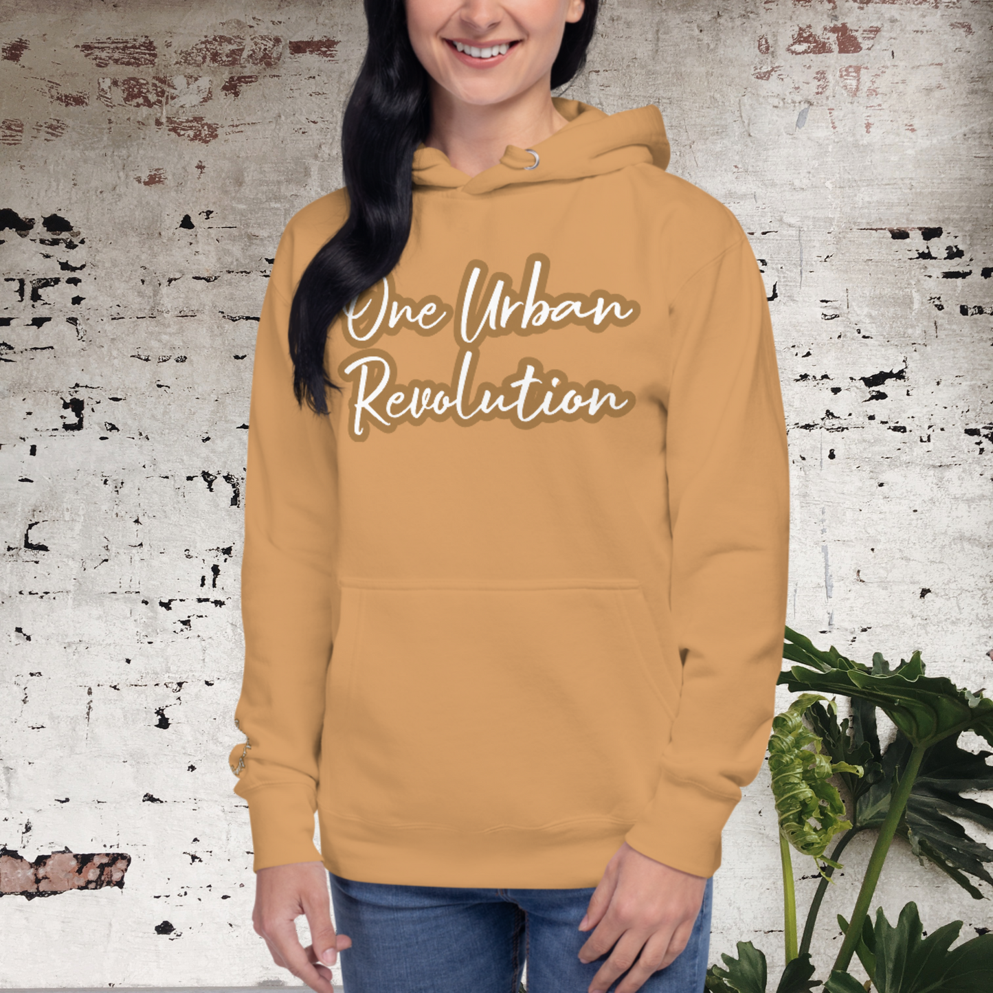 "OUR" Unisex Embroidered Hoodie (Brown Theme)