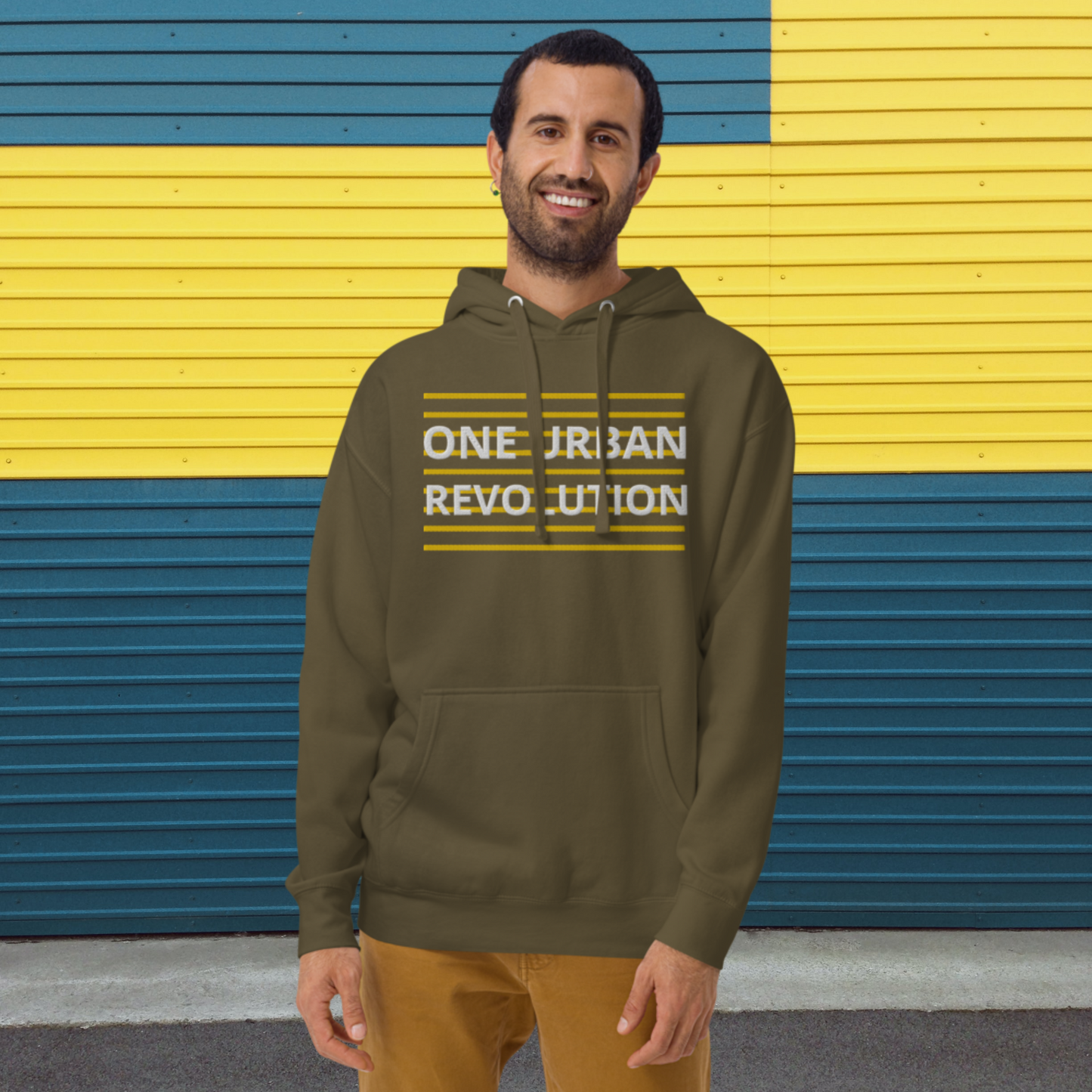 "ONE URBAN REVOLUTION" Unisex Embroidered Hoodie (Yellow Theme)