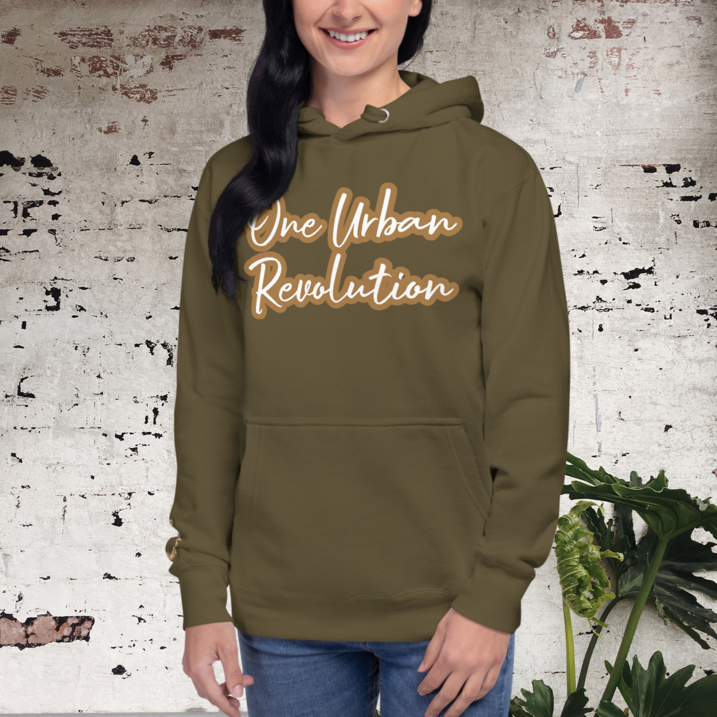 "OUR" Unisex Embroidered Hoodie (Brown Theme)