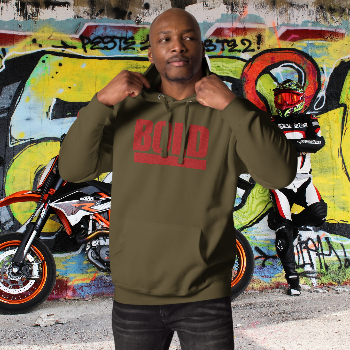 "BOLD" Unisex Embroidered Hoodie (Red Theme)