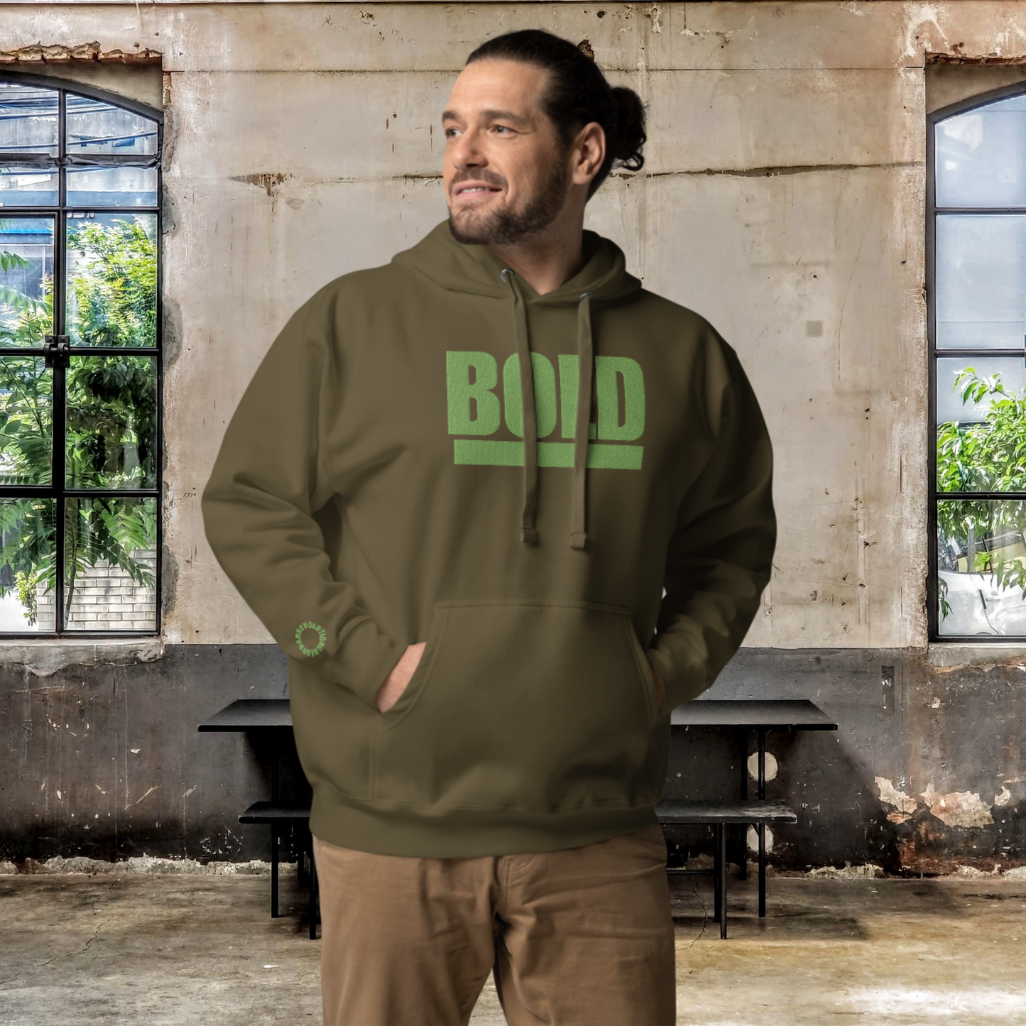 "BOLD" Unisex Embroidered Hoodie (Green Theme)