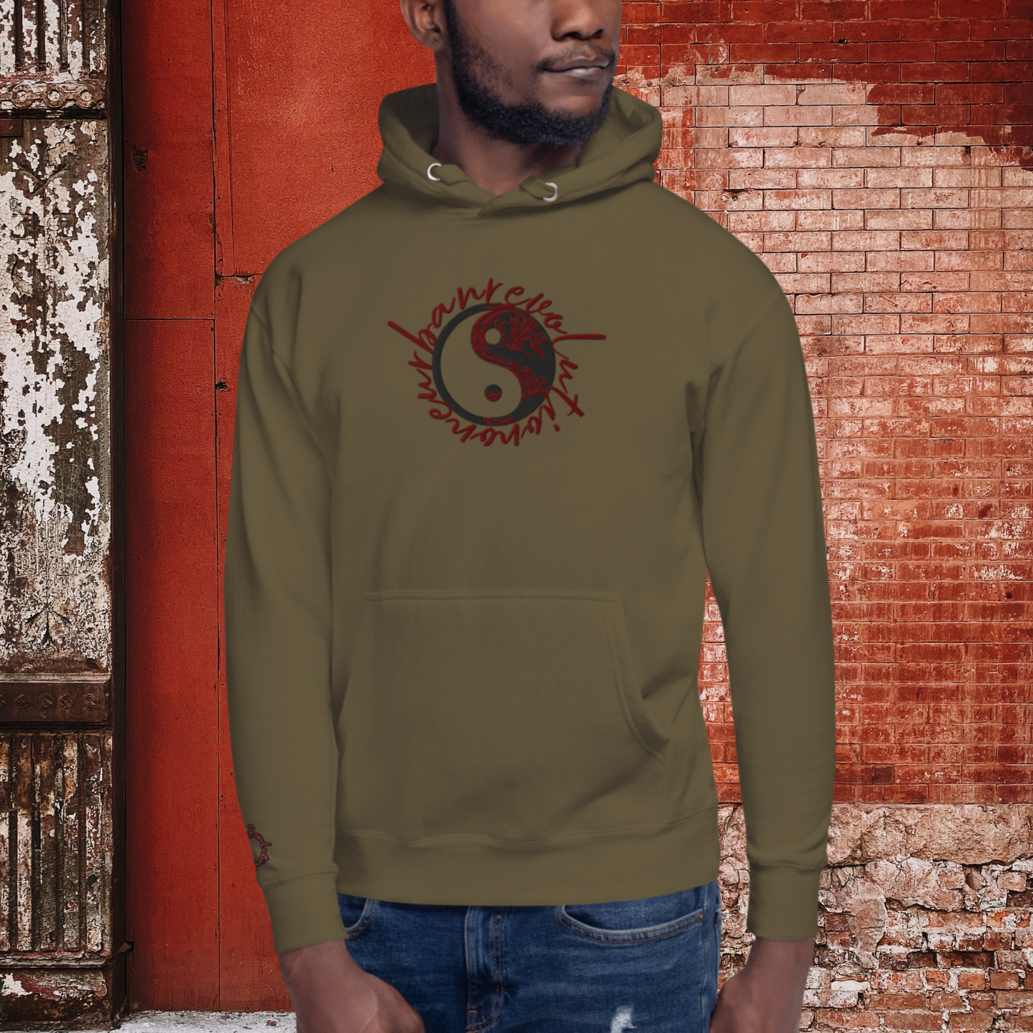 "RED DRAGON YIN AND YANG" Unisex Embroidered Hoodie