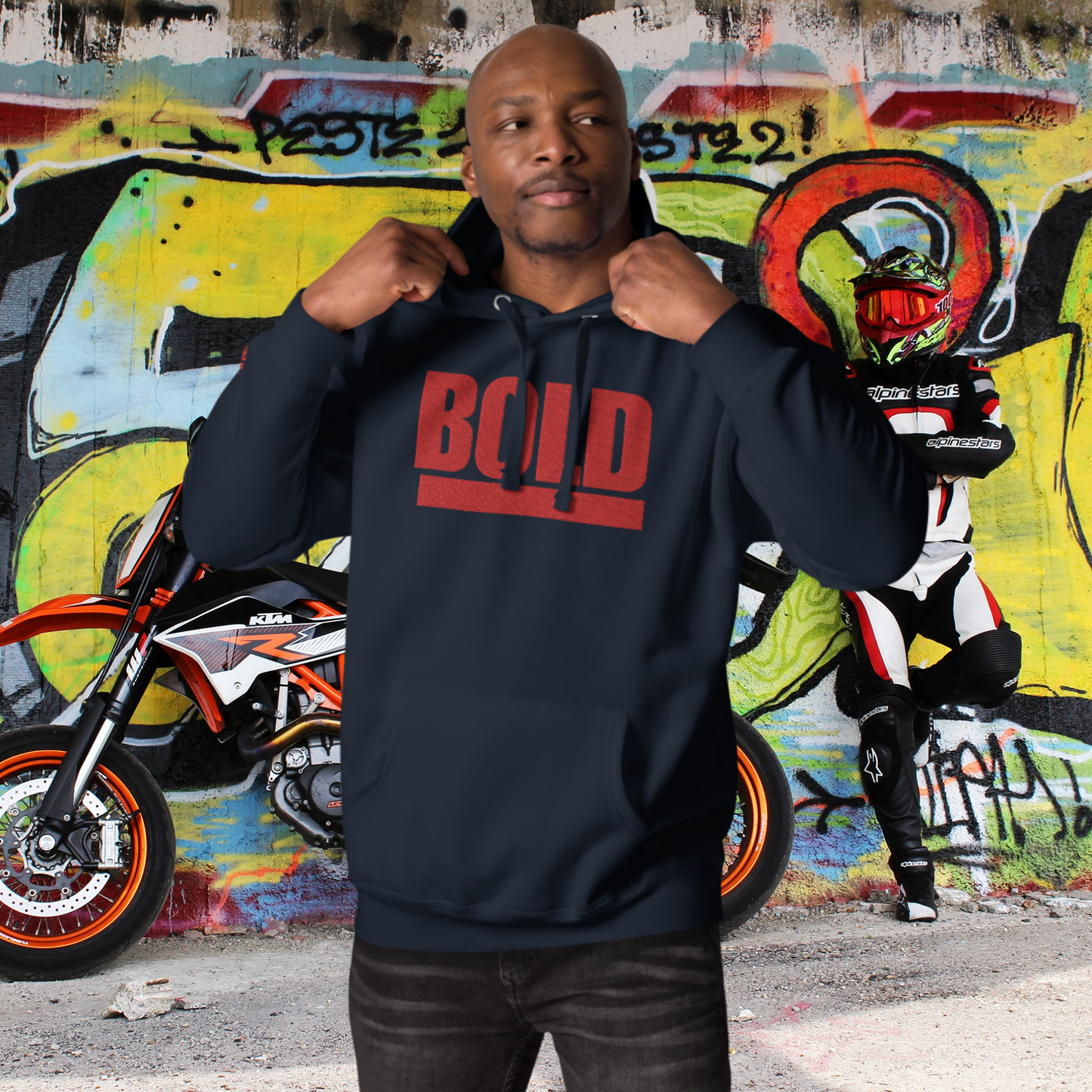 "BOLD" Unisex Embroidered Hoodie (Red Theme)