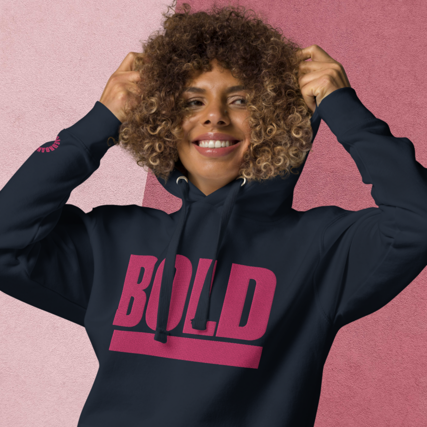 "BOLD" Unisex Embroidered Hoodie (Pink Theme)