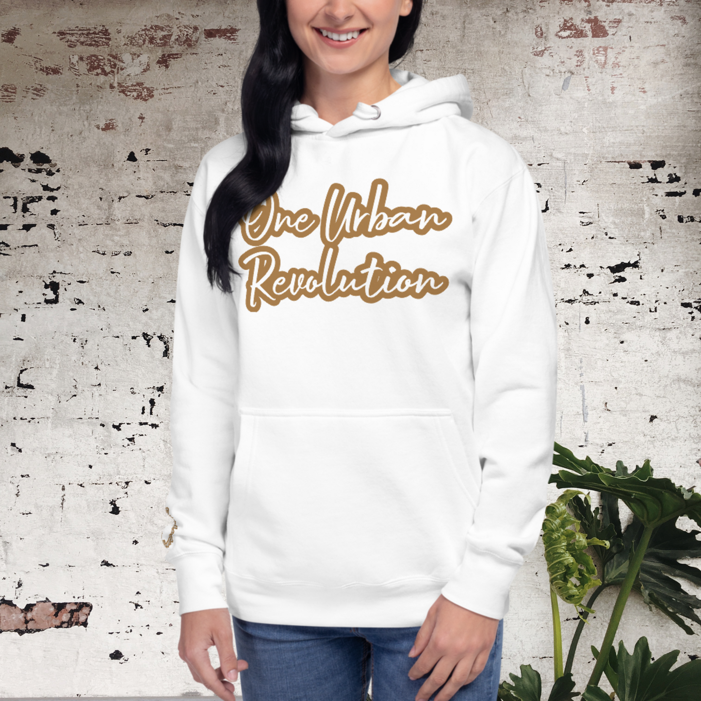 "OUR" Unisex Embroidered Hoodie (Brown Theme)