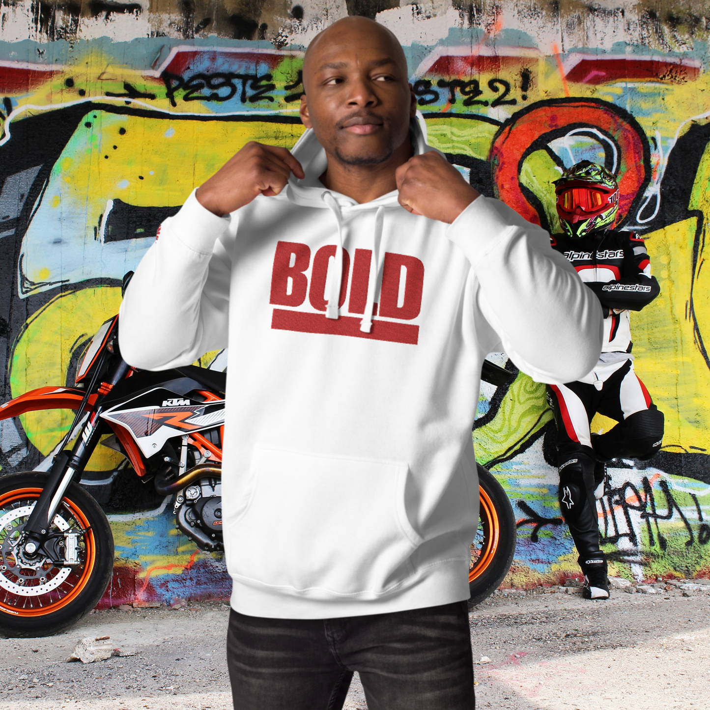 "BOLD" Unisex Embroidered Hoodie (Red Theme)