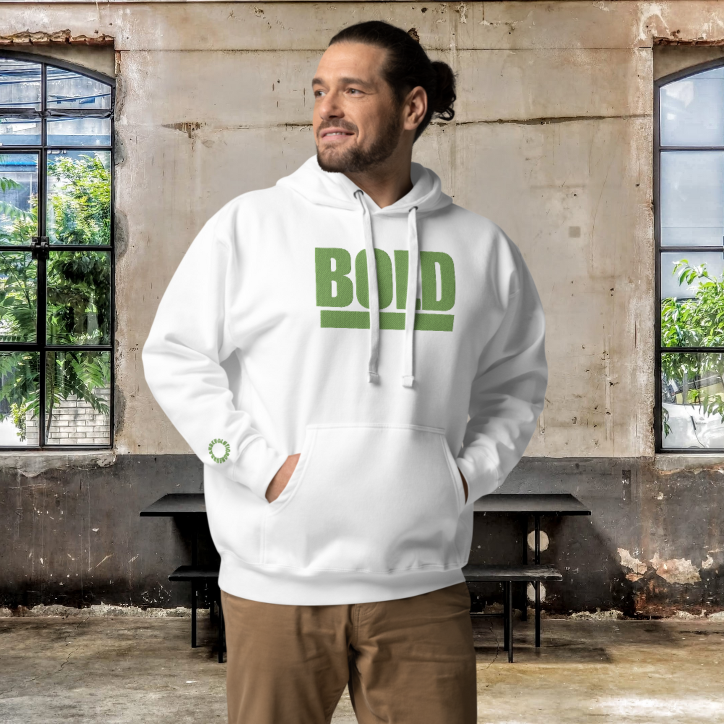 "BOLD" Unisex Embroidered Hoodie (Green Theme)