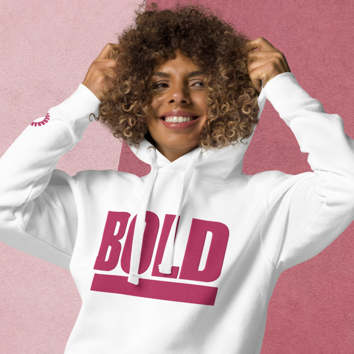 "BOLD" Unisex Embroidered Hoodie (Pink Theme)