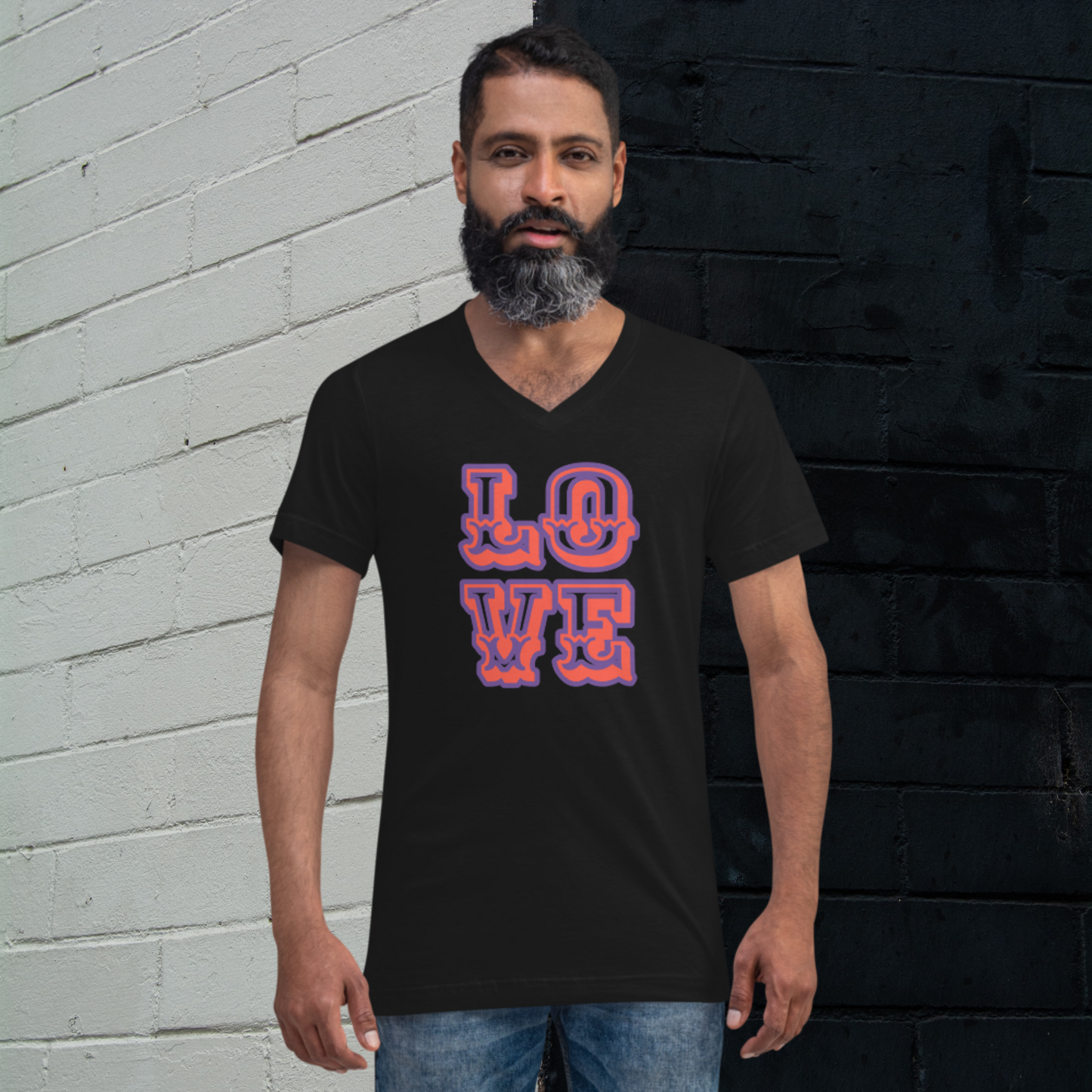 "LOVE" Unisex Short Sleeve V-Neck T-Shirt