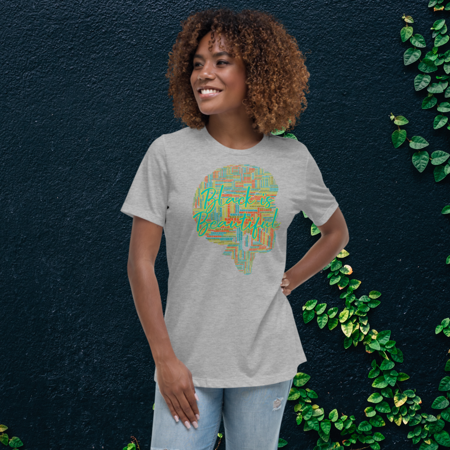 "BLACK IS BEAUTIFUL" Women's Relaxed T-Shirt (Solar Theme)