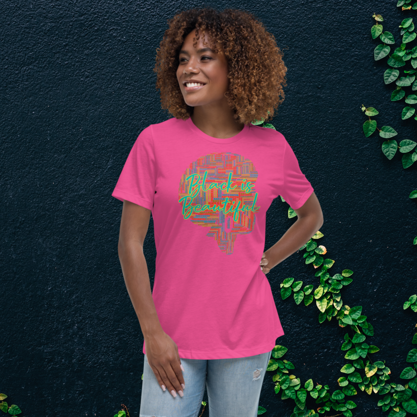 "BLACK IS BEAUTIFUL" Women's Relaxed T-Shirt (Solar Theme)