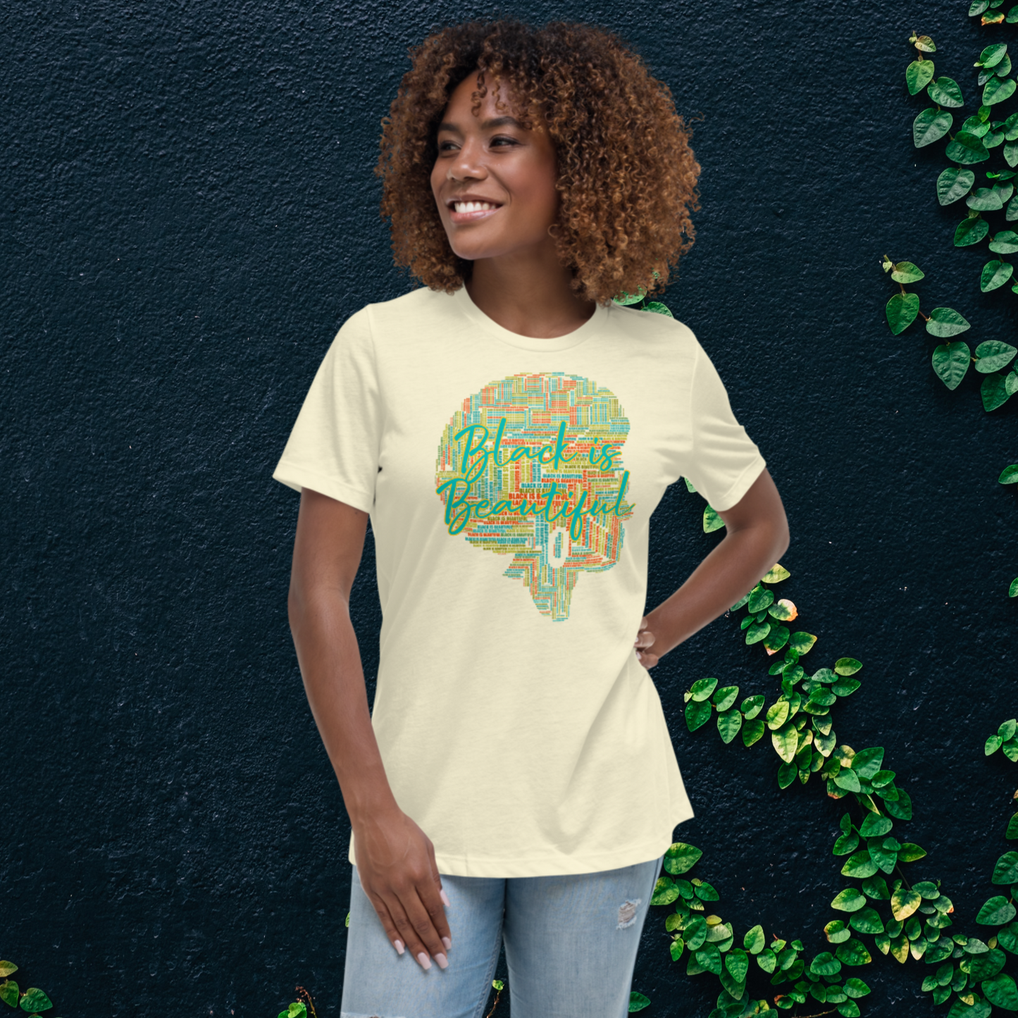 "BLACK IS BEAUTIFUL" Women's Relaxed T-Shirt (Solar Theme)